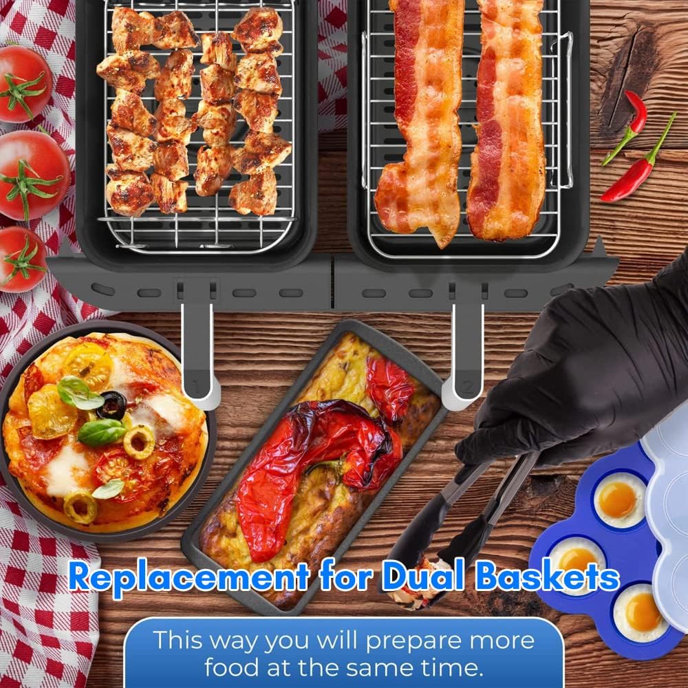 Juego de 6 accesorios antiadherentes para freidora de aire de 8 pulgadas, barril para hornear, pizza, cupcakes, brocheta, tostadas, pinzas de