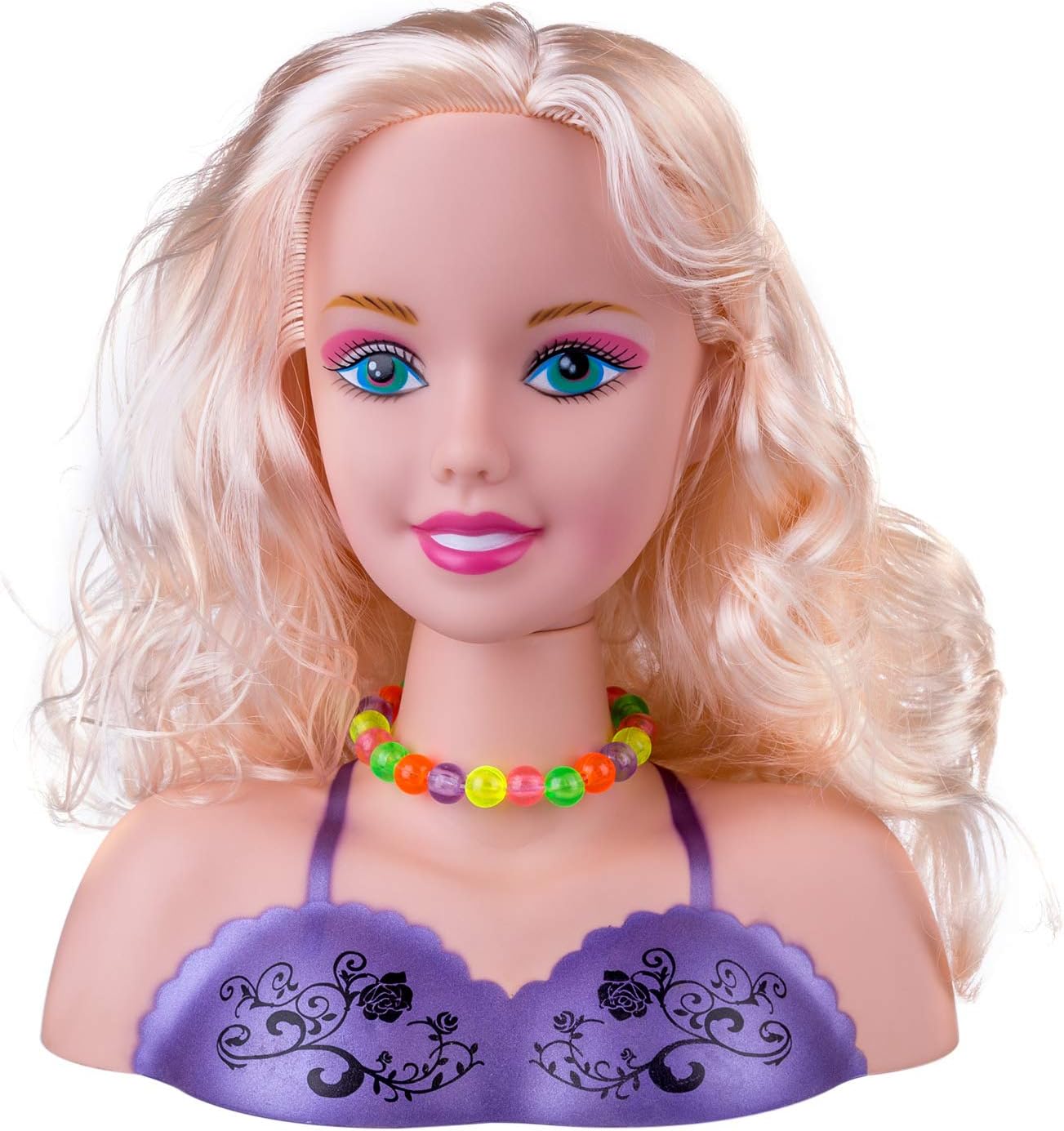 KonHaovF Cabeza de muñeca para peinar el cabello y maquillaje para niñas pequeñas, muñeca con práctica de maquillaje de cabello, juguetes de