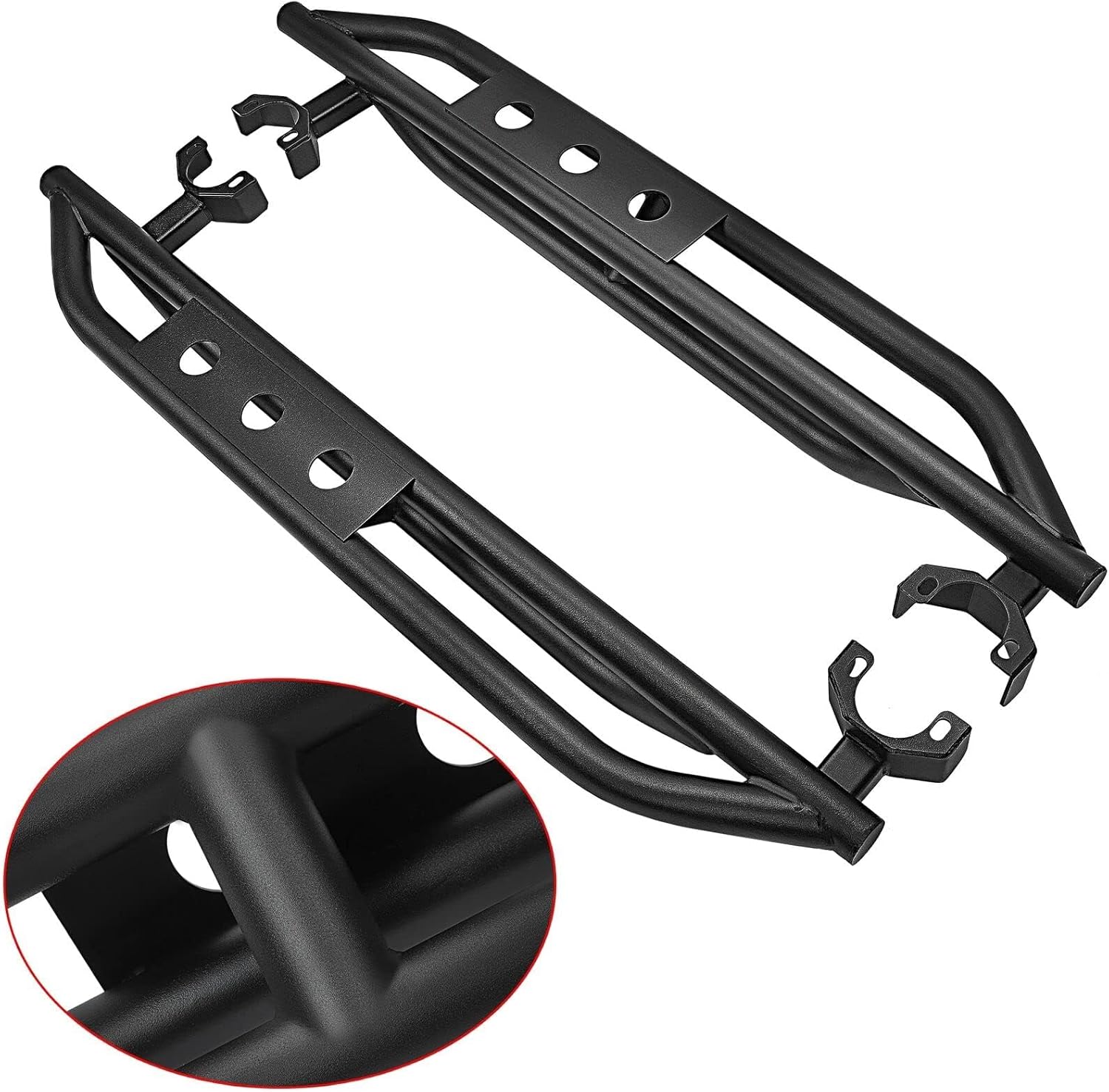 HECASA Estribos laterales compatibles con Jeep Wrangler JK 2007-2018 de 2 puertas, 550 libras, capacidad de 52.6 pulgadas, barras Nerf de acero