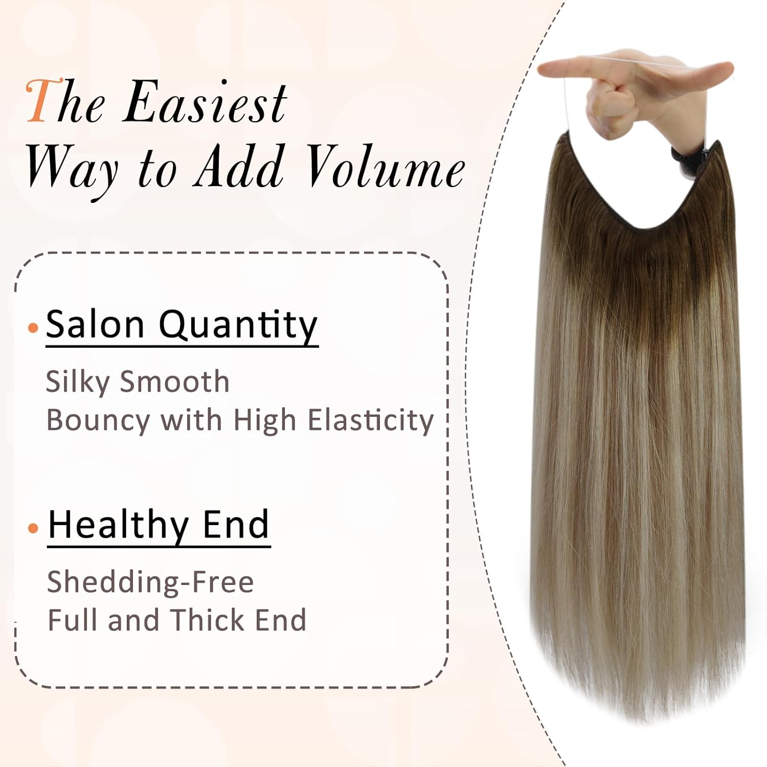 Full Shine – Extensiones de cabello humano de una sola pieza con hilo de nailon transparente e invisible, con diadema oculta, color ombré, para