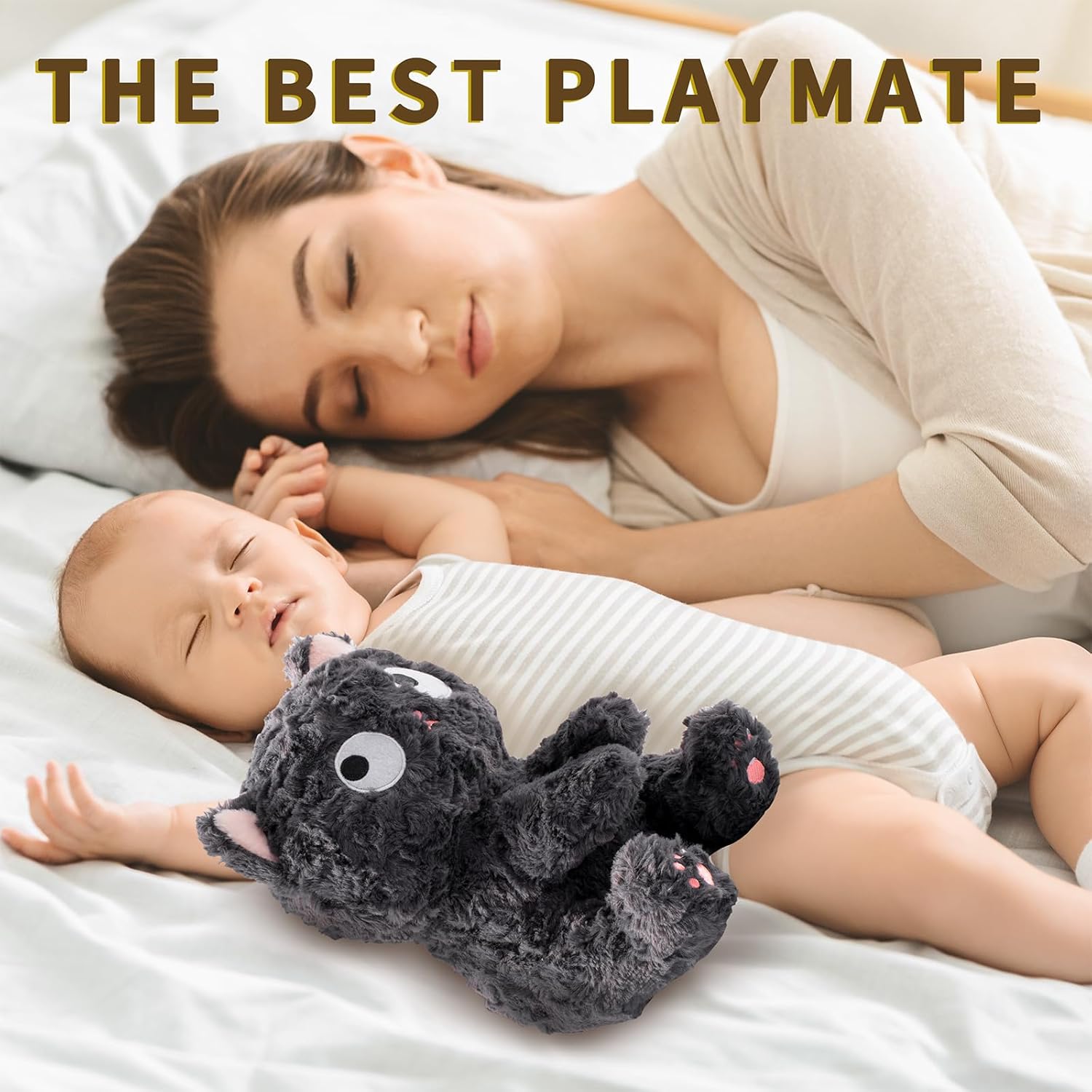 Lindo juguete de peluche de gato negro, almohada de felpa de gato Kawaii, almohada de peluche suave de gato negro para niños, cumpleaños, Navidad,