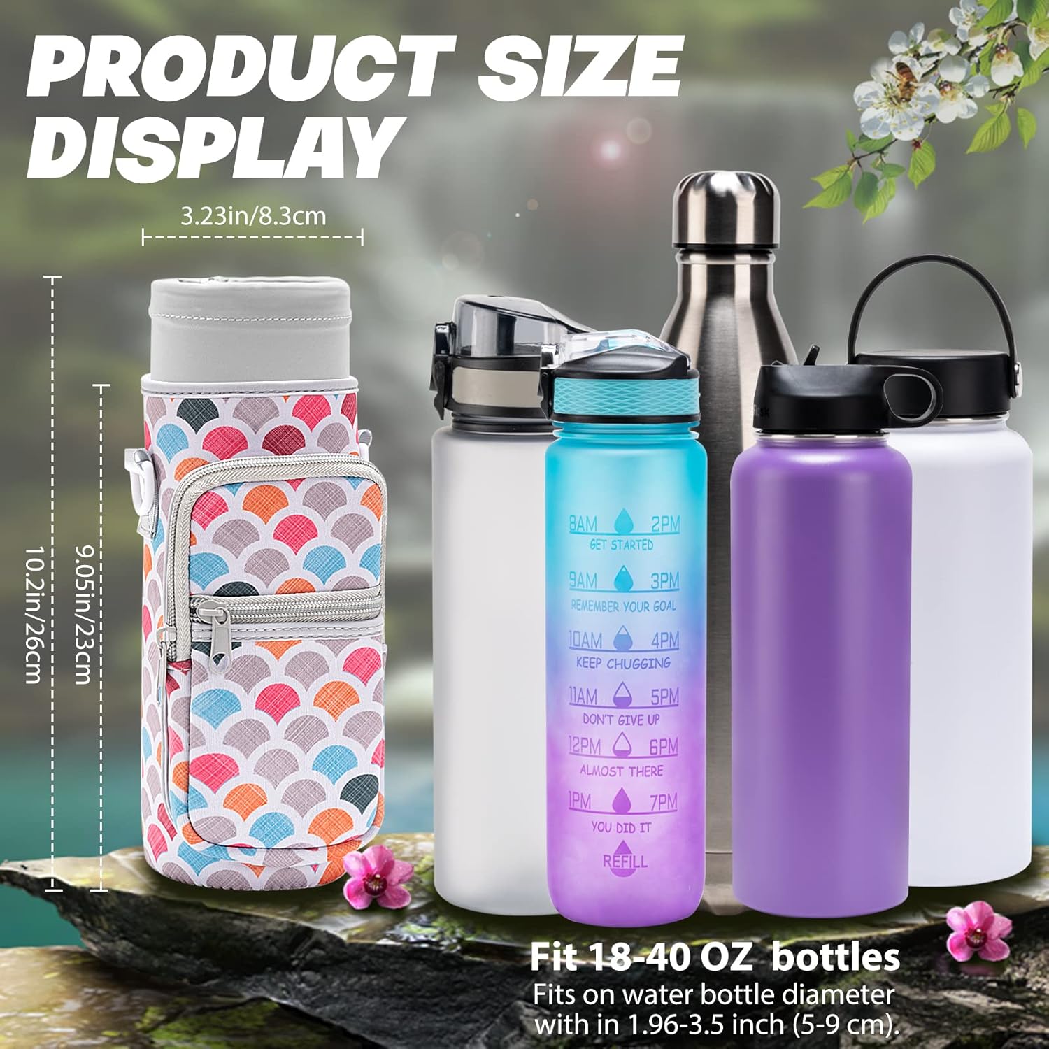 Portabotellas de agua, soporte para botella de agua para caminar, senderismo, bolsa cruzada aislada con asa ajustable y correa de hombro para