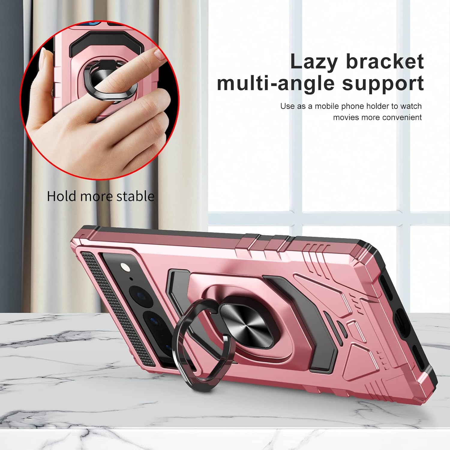 Ailiber Funda para Google Pixel 6A, funda Google 6A con protector de pantalla, soporte de anillo para montaje magnético de automóvil de grado
