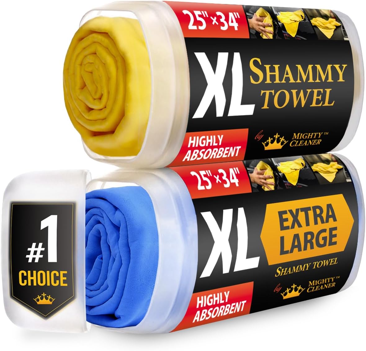 Toalla de gamuza XL prémium para automóvil, paquete de 2 (34 x 25 pulgadas), paño de gamuza súper absorbente, sin manchas ni arañazos, toallas
