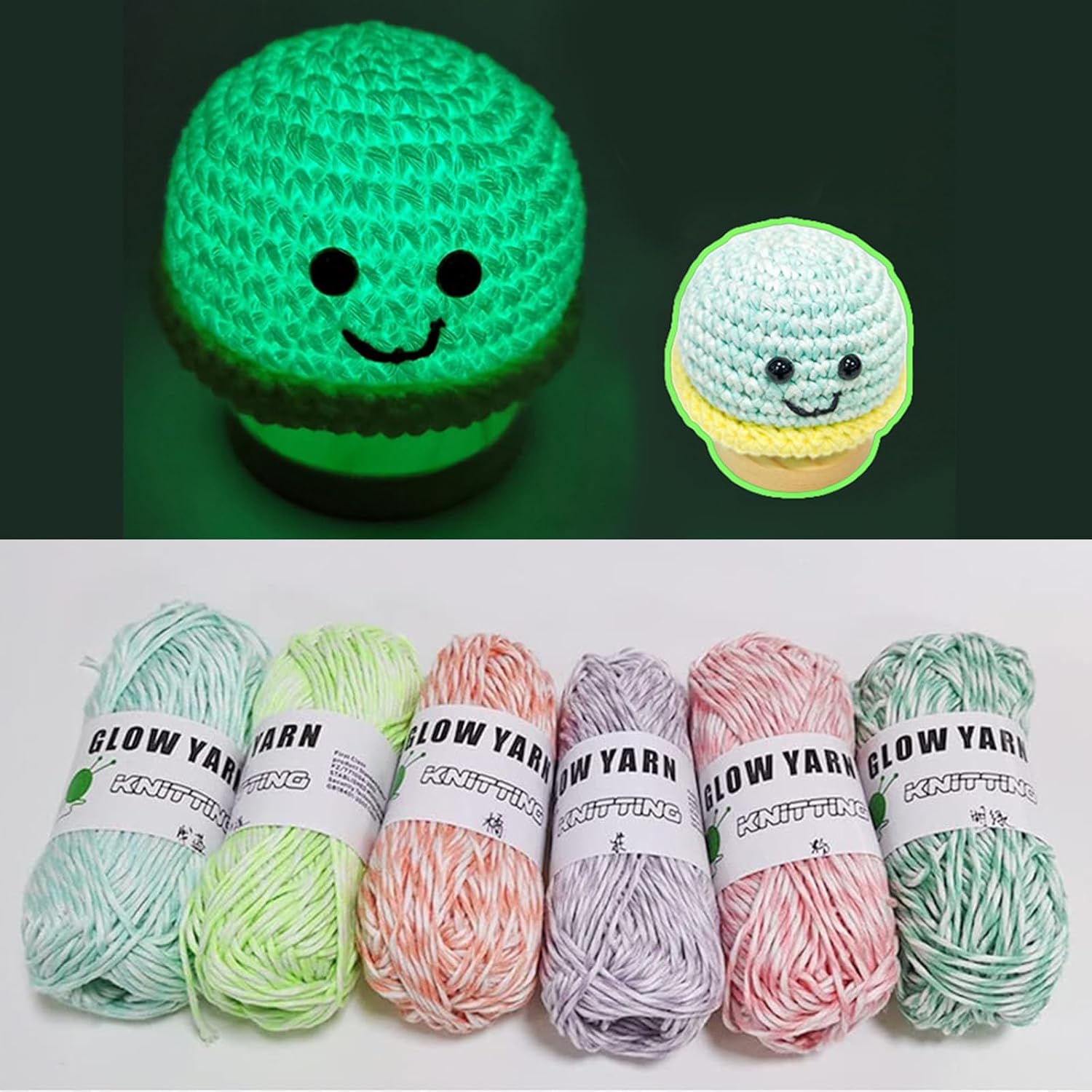 Hilo de ganchillo que brilla en la oscuridad, hilo de ganchillo luminoso para manualidades, Halloween, Navidad, hilo de coser, suministros de fiesta