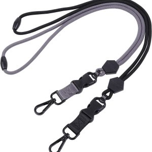 Wisdompro Paquete de 2 cordones redondos duraderos de 23 pulgadas con hebilla de seguridad, hebilla desmontable y gancho de metal para tarjetas de Wisdompro Paquete de 2 cordones redondos duraderos de 23 pulgadas con hebilla de seguridad, hebilla desmontable y gancho de metal para tarjetas de