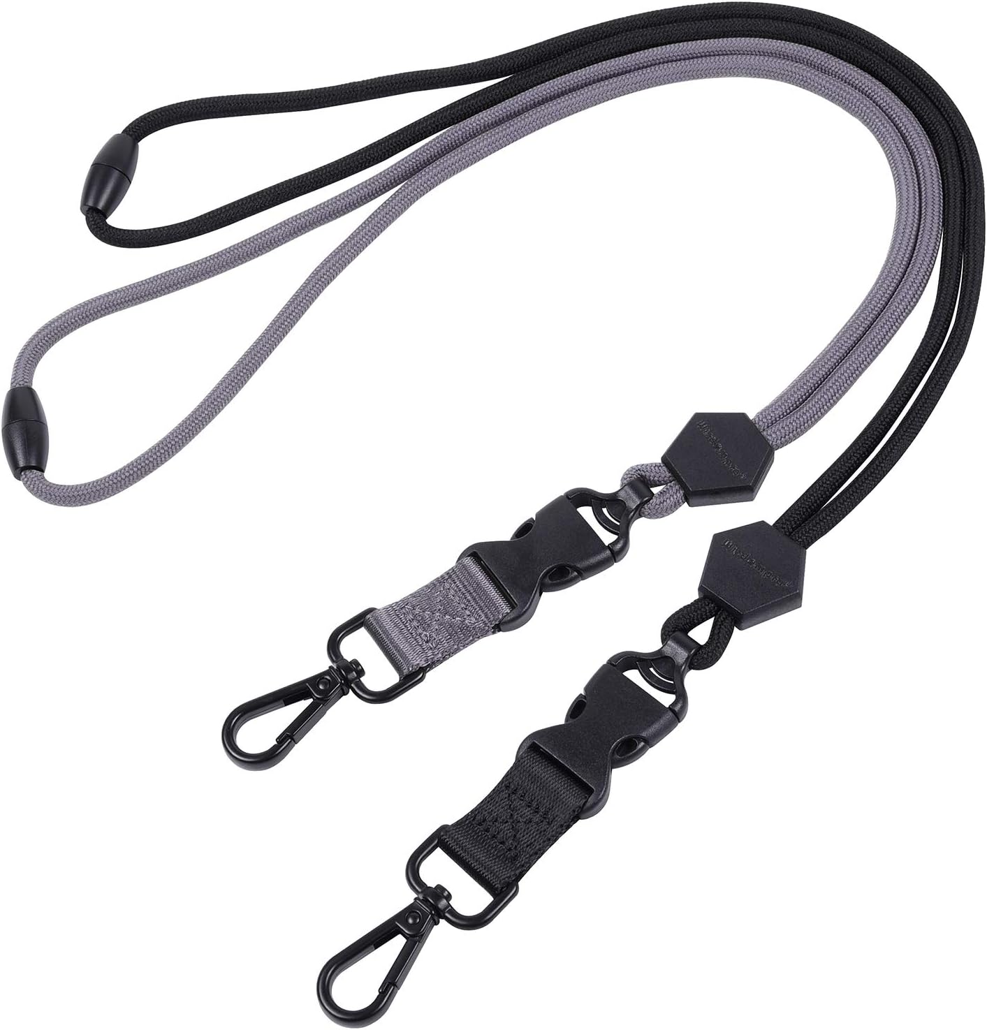 Wisdompro Paquete de 2 cordones redondos duraderos de 23 pulgadas con hebilla de seguridad, hebilla desmontable y gancho de metal para tarjetas de