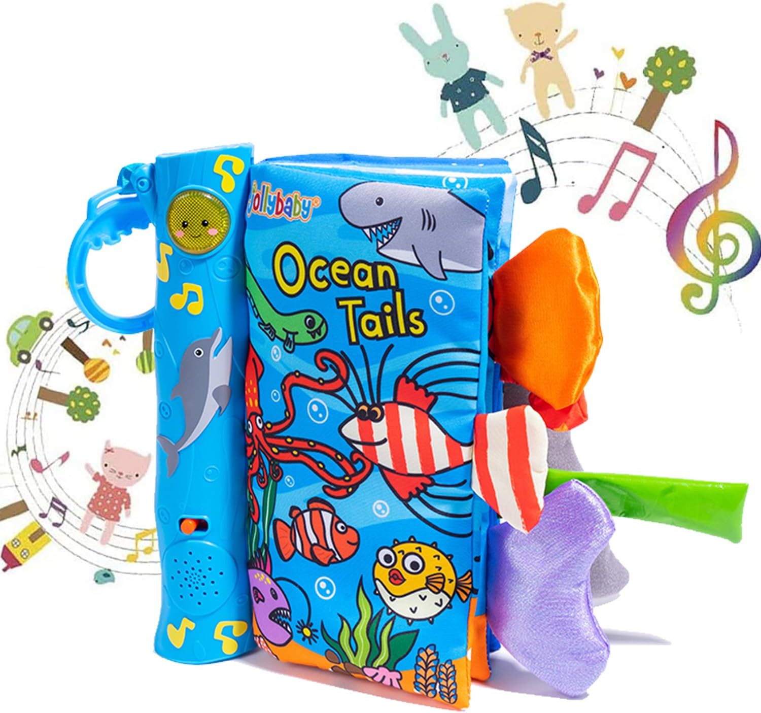 HECCEI Libros musicales de tela para bebés, libros de cola, libros suaves de actividades para niños pequeños de desarrollo temprano libros de tela