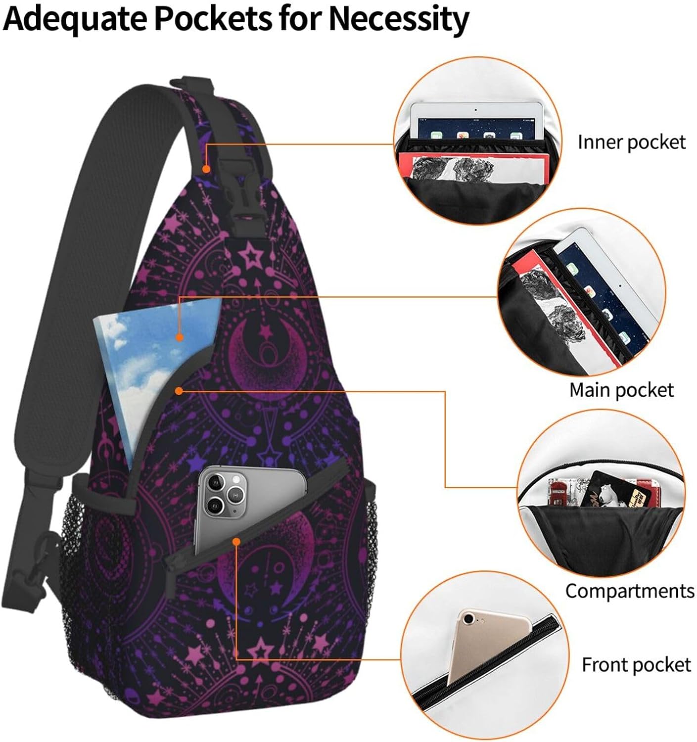 IRIHISKY Sling Bag for Men Women Crossbody Backpack Casual Hiking Daypack for Travel Sport Running Chest Bag