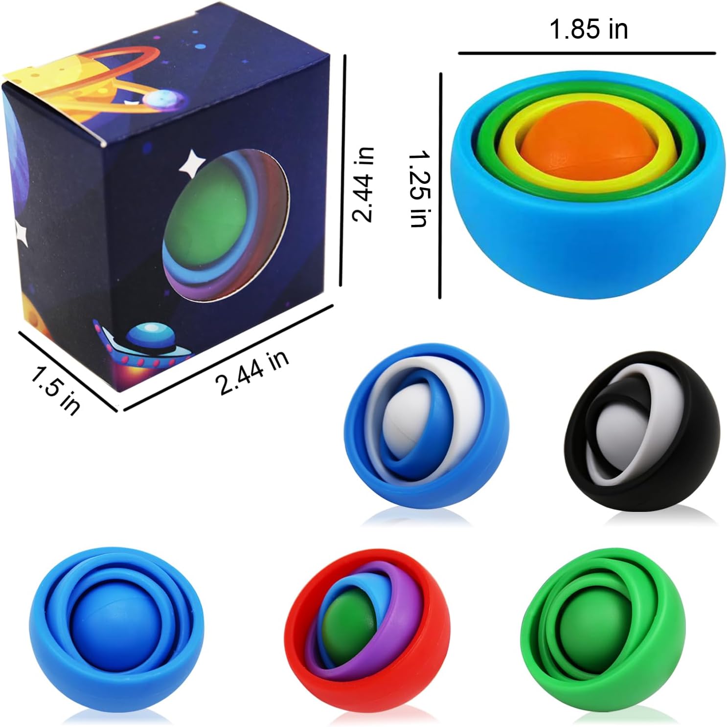 Paquete de 2 juguetes para manipular con giroscopio, pelota giratoria multicapa infinita, juguete de giroscopio 3D, bola de descompresión educativa,
