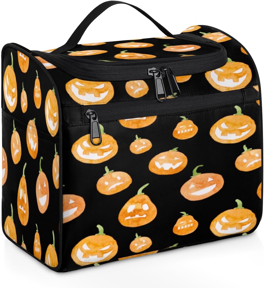 Halloween Modern Decor Toiletry Bag for Women Travel Makeup Organizer with Hanging Hook Traveling Cosmetic Bags for Toiletries Accessories