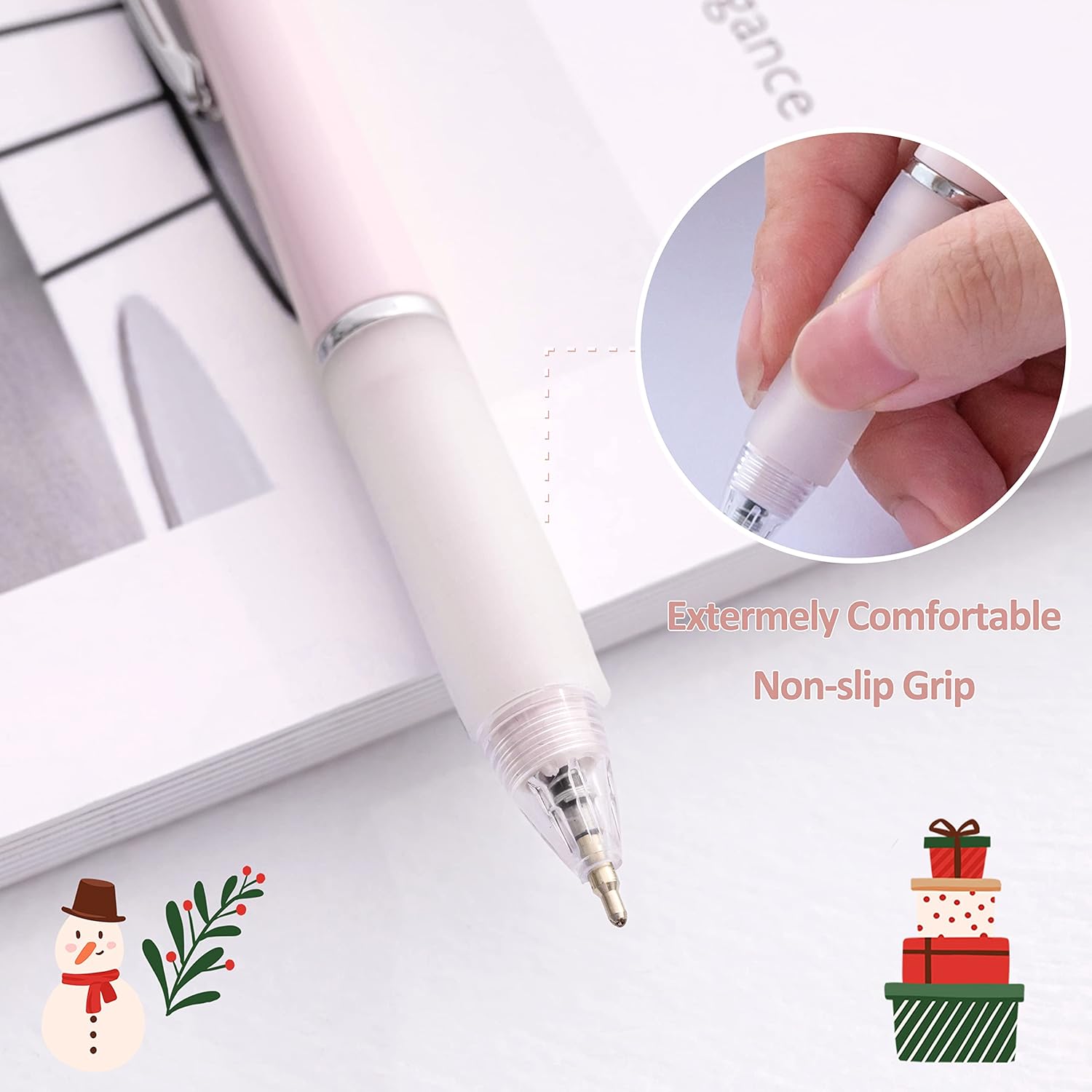 Aisibeiger Bolígrafo de tinta negra con agarre súper suave, punta media de 0.039 pulgadas (paquete de 12)