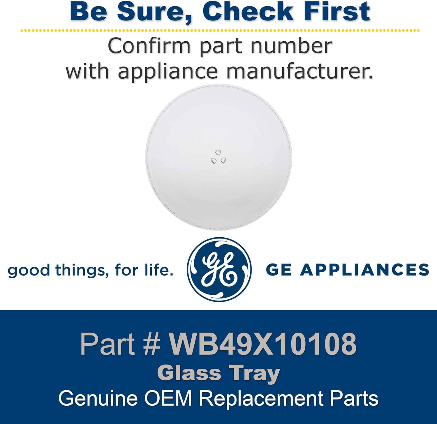 GE WB49X10108 Bandeja giratoria de cristal original OEM para microondas GE