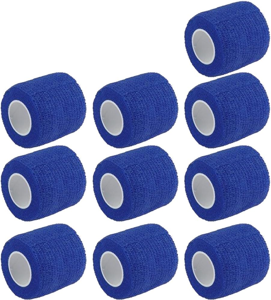 ESUPPORT Vendajes cohesivos autoadherentes de 2 pulgadas x 5 yardas, cinta elástica fuerte de primeros auxilios para muñeca y tobillo, color azul,