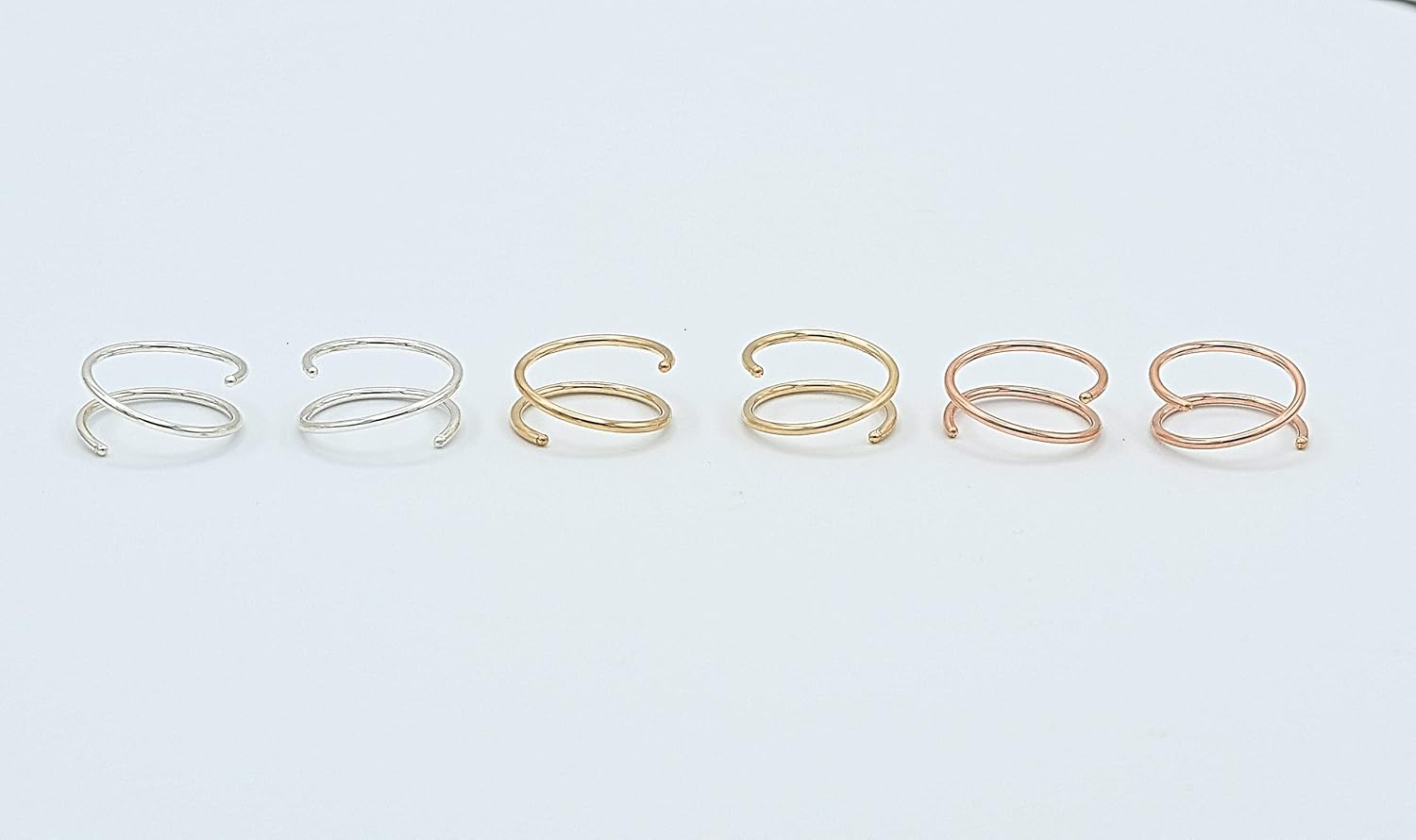14k Rose Gold Filled Spiral Double Hoop Earrings for Single Piercing  Twist Small Hoop Earrings  Double Helix Cartilage Hoop Earring  Double