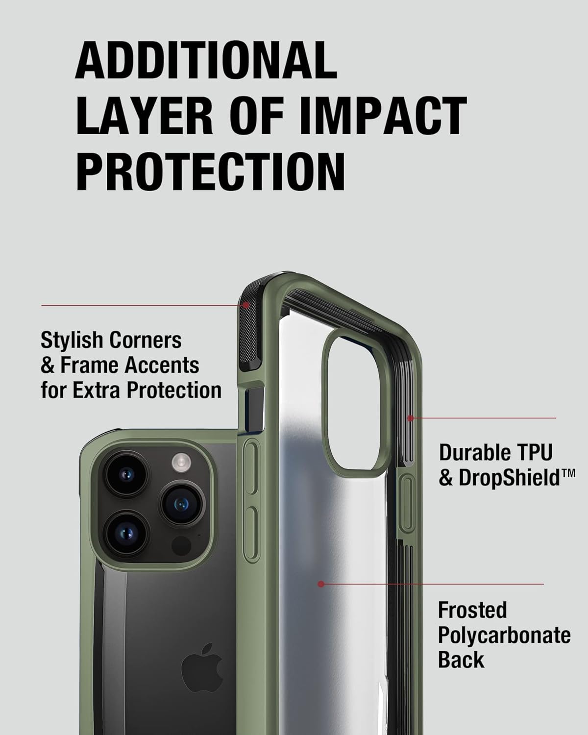 RAPTIC Funda segura para iPhone 14 Pro Max, protección contra caídas de 13 pies de grado militar, a prueba de golpes y arañazos, funda protectora no