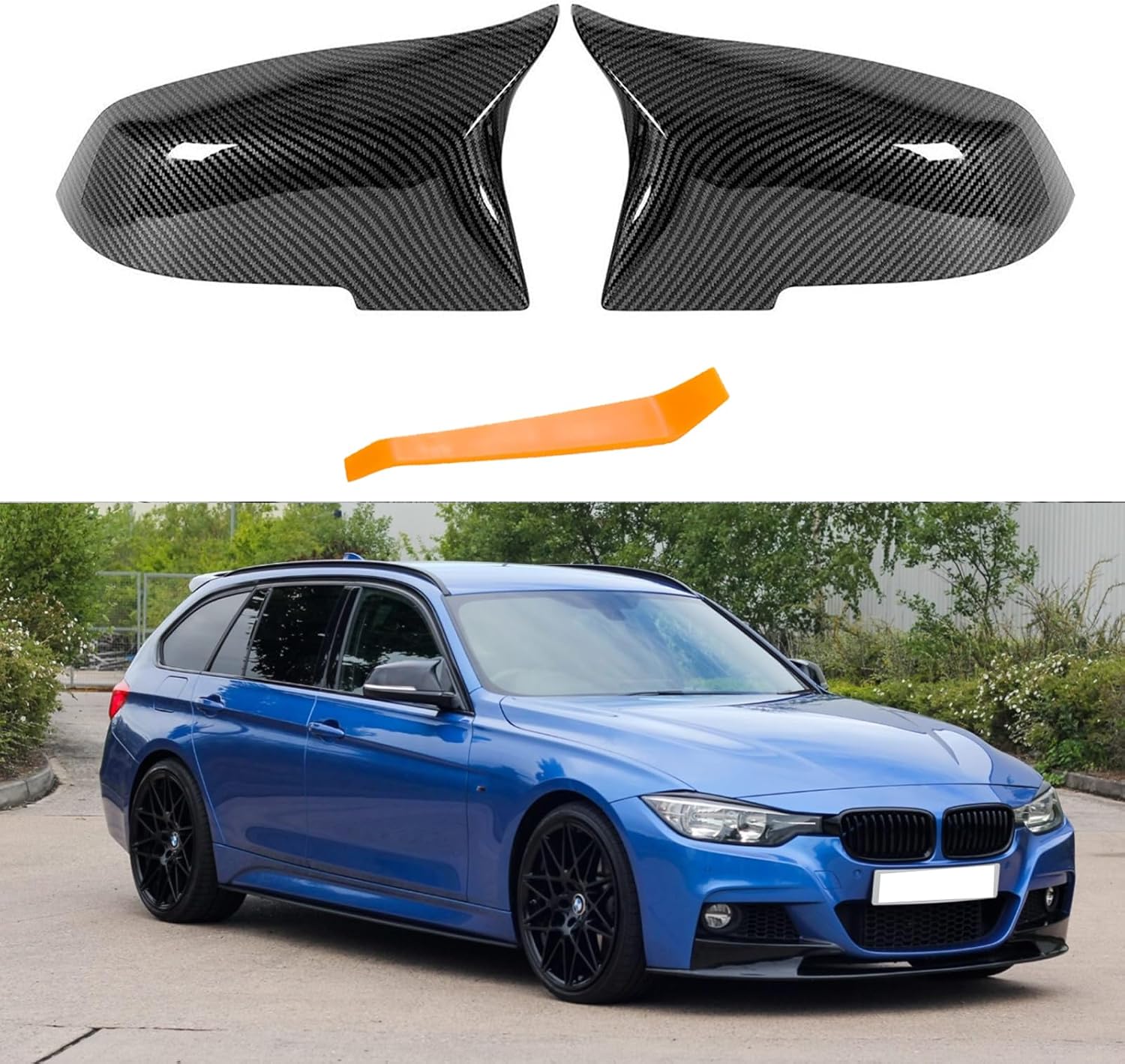 Cubiertas de espejo de puerta, tapas de repuesto para espejo retrovisor compatible con BMW F20 F22 F23 F30 F31 F32 F33 F36 F87 M2 X1 E84 (aspecto de