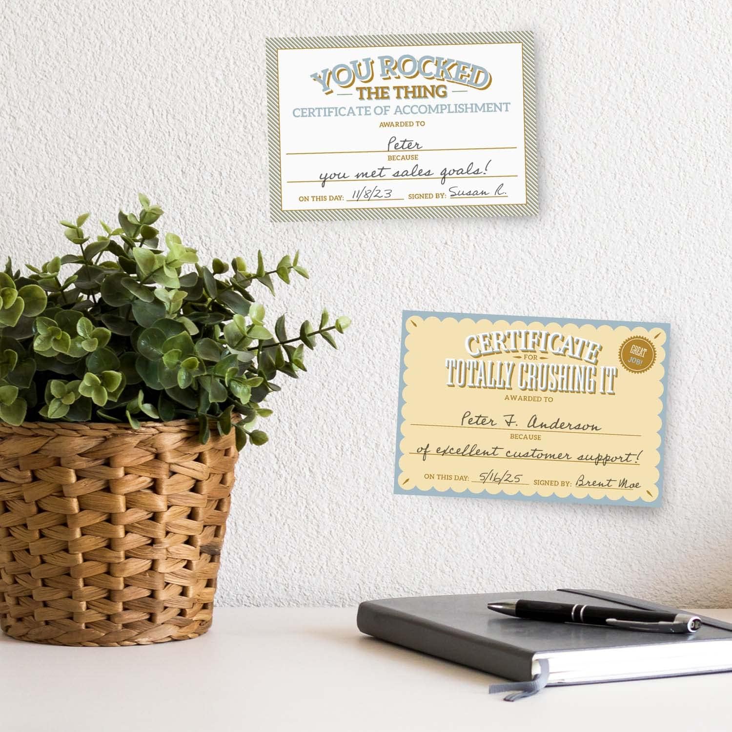 Certificado de logro motivacional, bloc de notas adhesivas de relleno  bloc de notas adhesivas de reconocimiento reposicionable de 6 x 4 pulgadas,