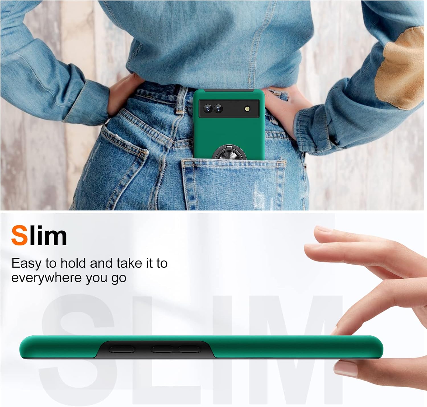 JAME Funda delgada y suave para Pixel 6a, con 2 protectores de pantalla de vidrio templado para Google Pixel 6a, protección de grado militar para