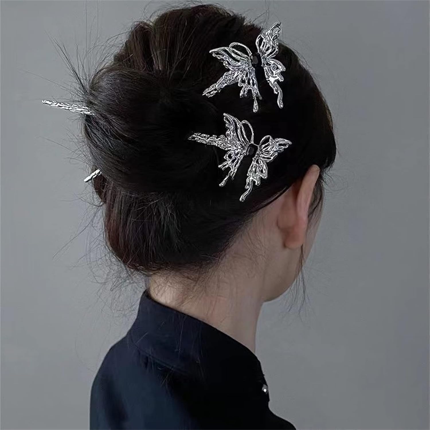 Paquete de 2 horquillas de mariposa para el cabello, palillos para el cabello, accesorios vintage para el cabello, para mujer, 027-2 unidades