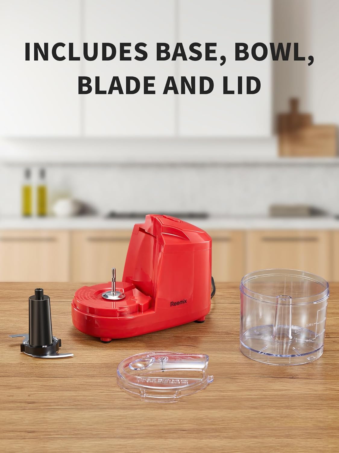 Reemix Picadora eléctrica de alimentos de un solo toque de 1.5 tazas, mini procesador de alimentos de 100 W, mezcla, pica, pica y mezcla verduras,