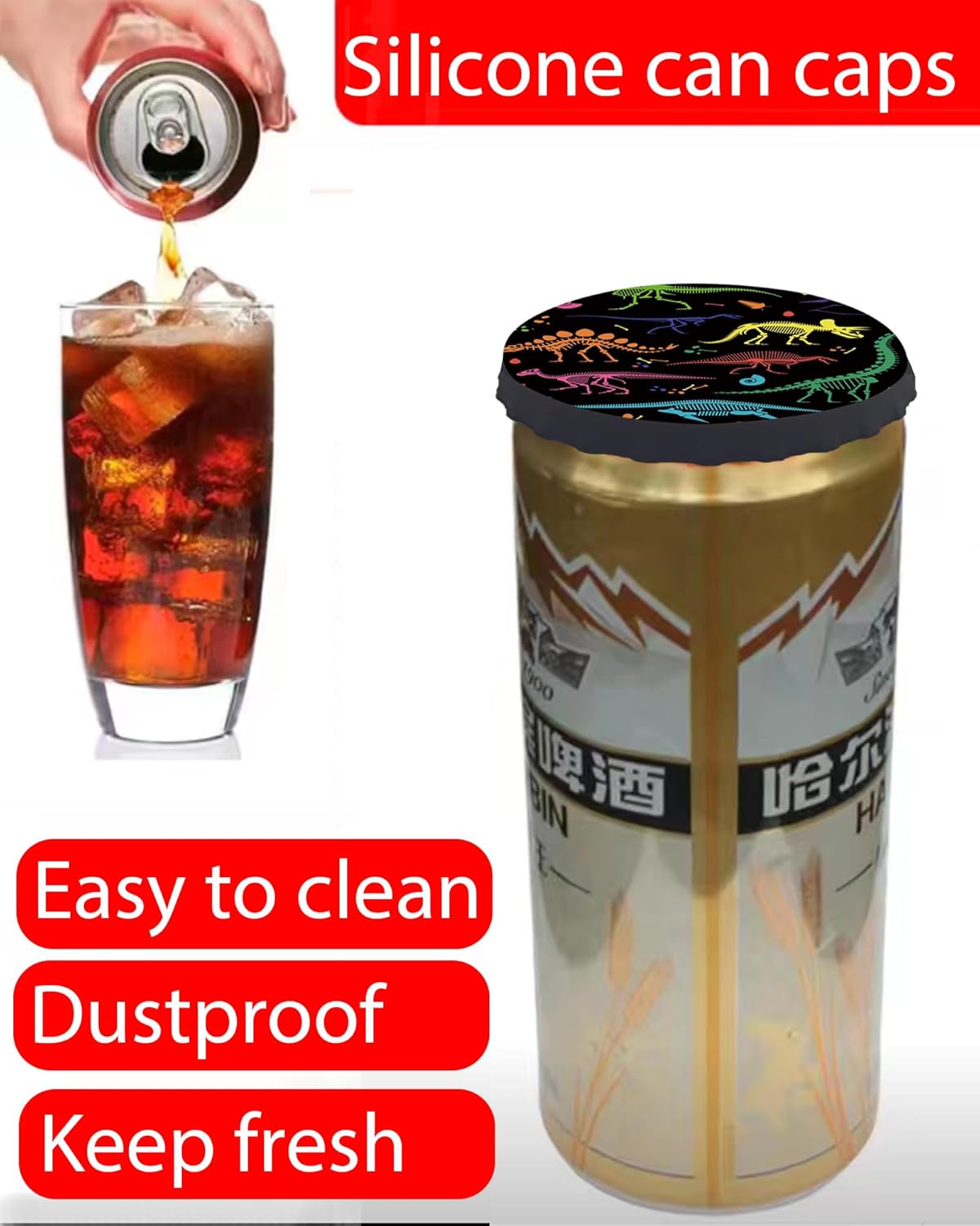 Tapas de silicona para latas de soda, paquete de 2 fundas reutilizables y duraderas para latas de silicona, tapón o protector para refrescos,
