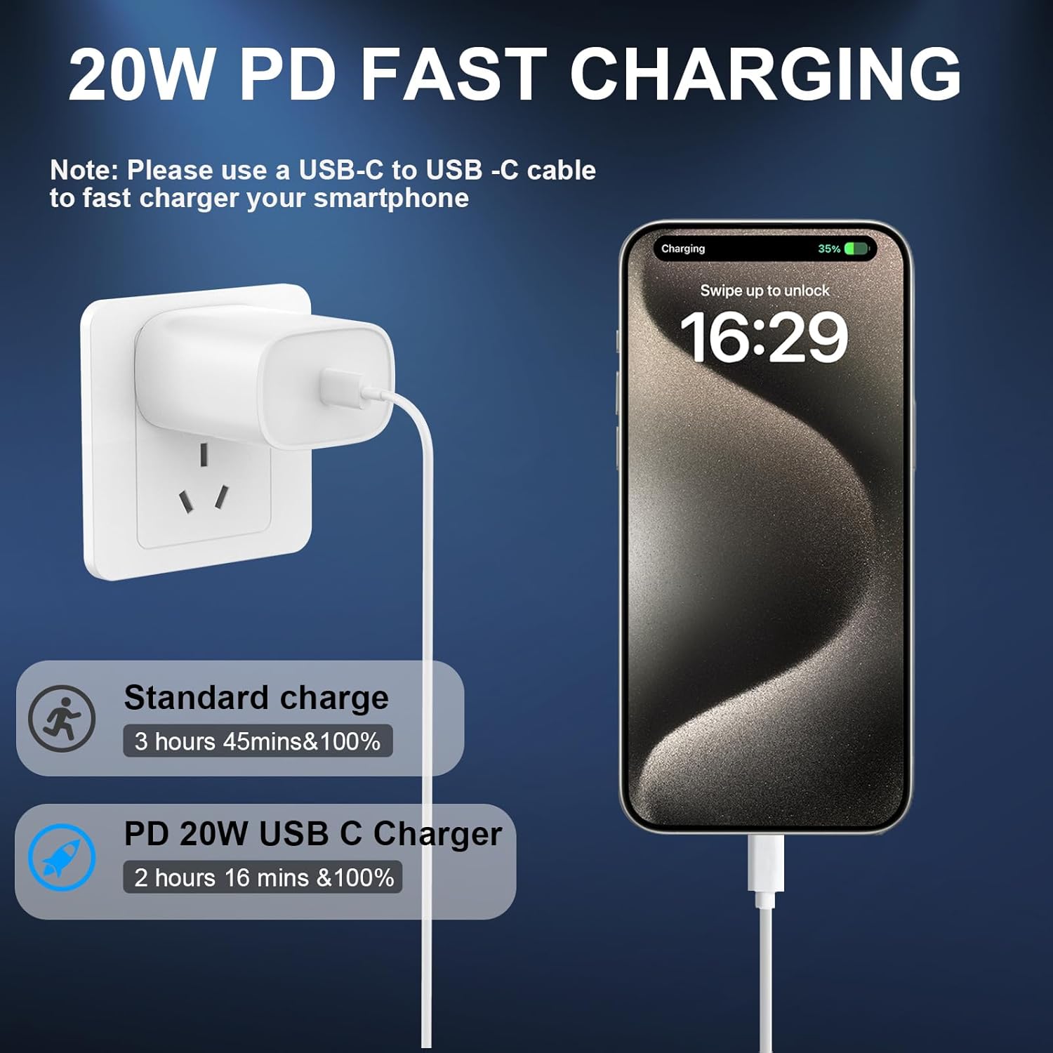 Cargador para iPhone 1515 Pro Max de carga rápida, 20 W, USB C, cable de carga rápida para iPhone 15, cable de carga USB C a C de 10 pies de largo