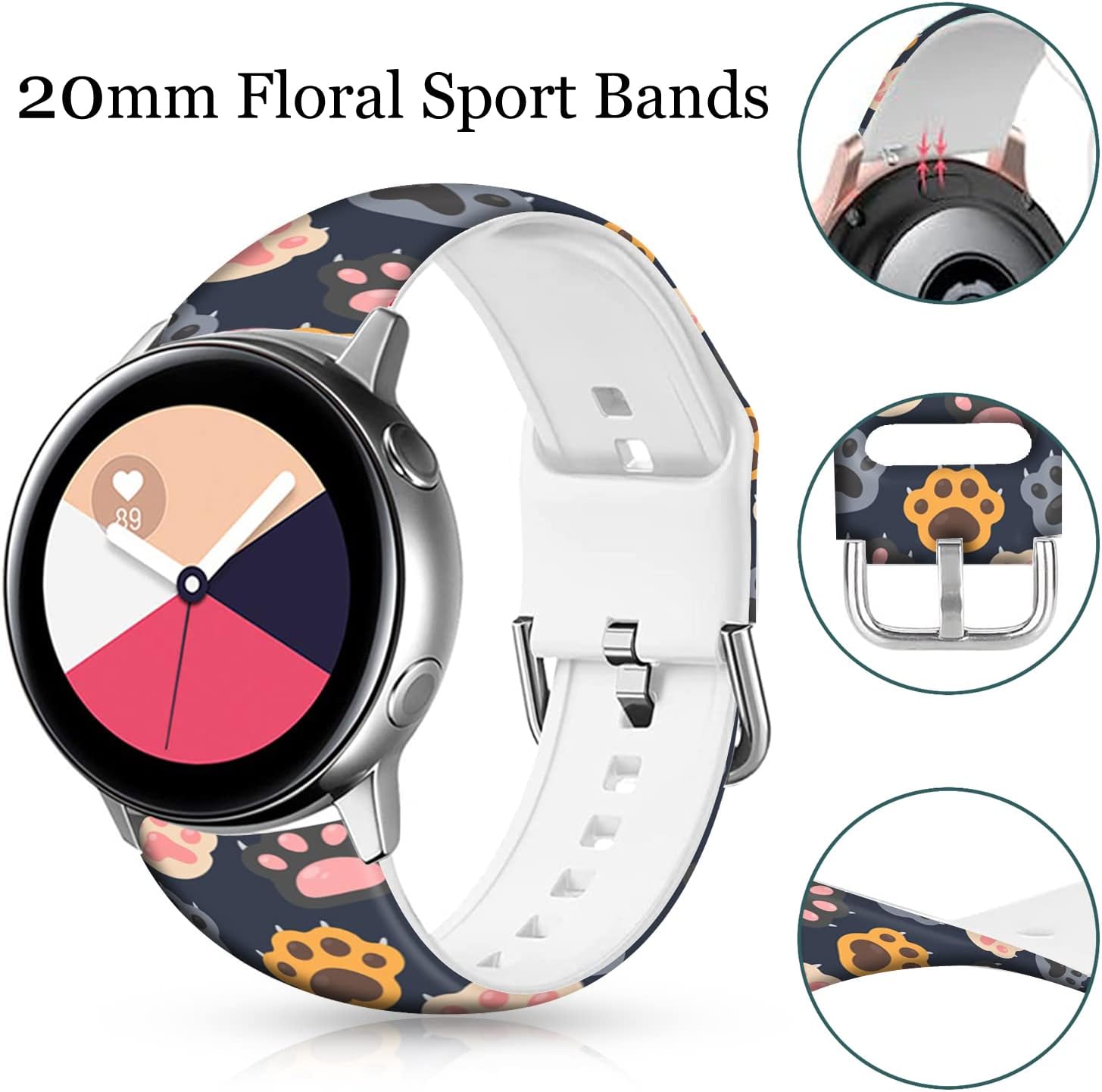 Correas de Navidad de 0.787 pulgadas compatibles con Samsung Galaxy Active 2 de 1.732 pulgadas, 1.575 pulgadas, Galaxy Watch 3 de 1.614