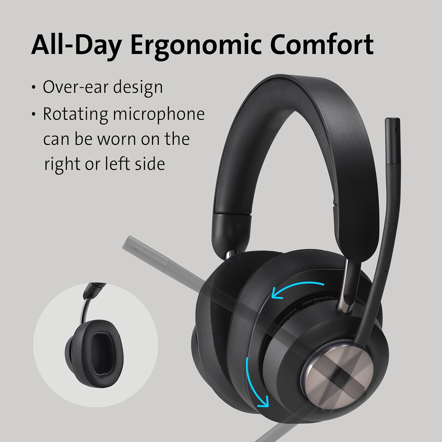 Kensington Auriculares Bluetooth H3000 sobre la oreja, color negro