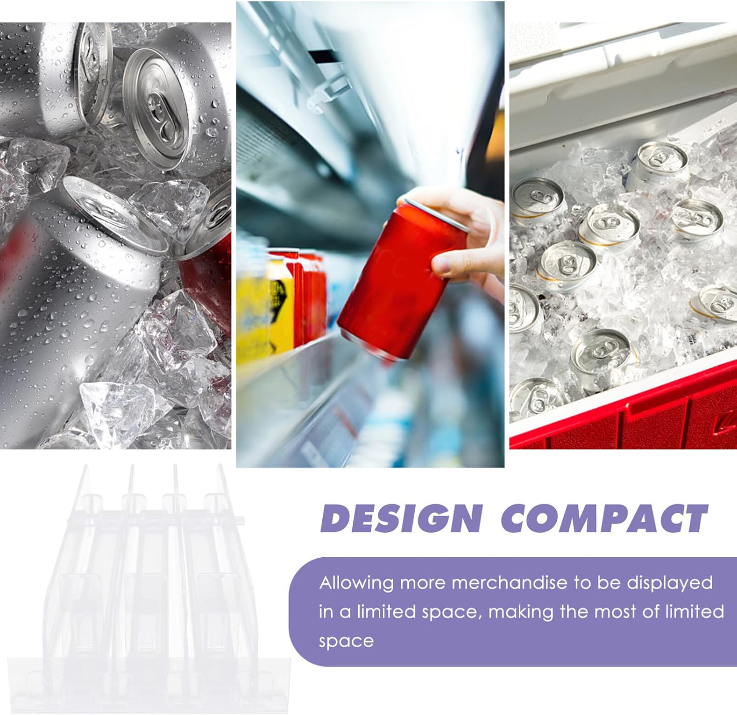 Zerodeko Dispensador de bebidas para nevera 3 unids Organizador de latas de soda autoempujante para refrigerador Empujador de bebidas ajustable