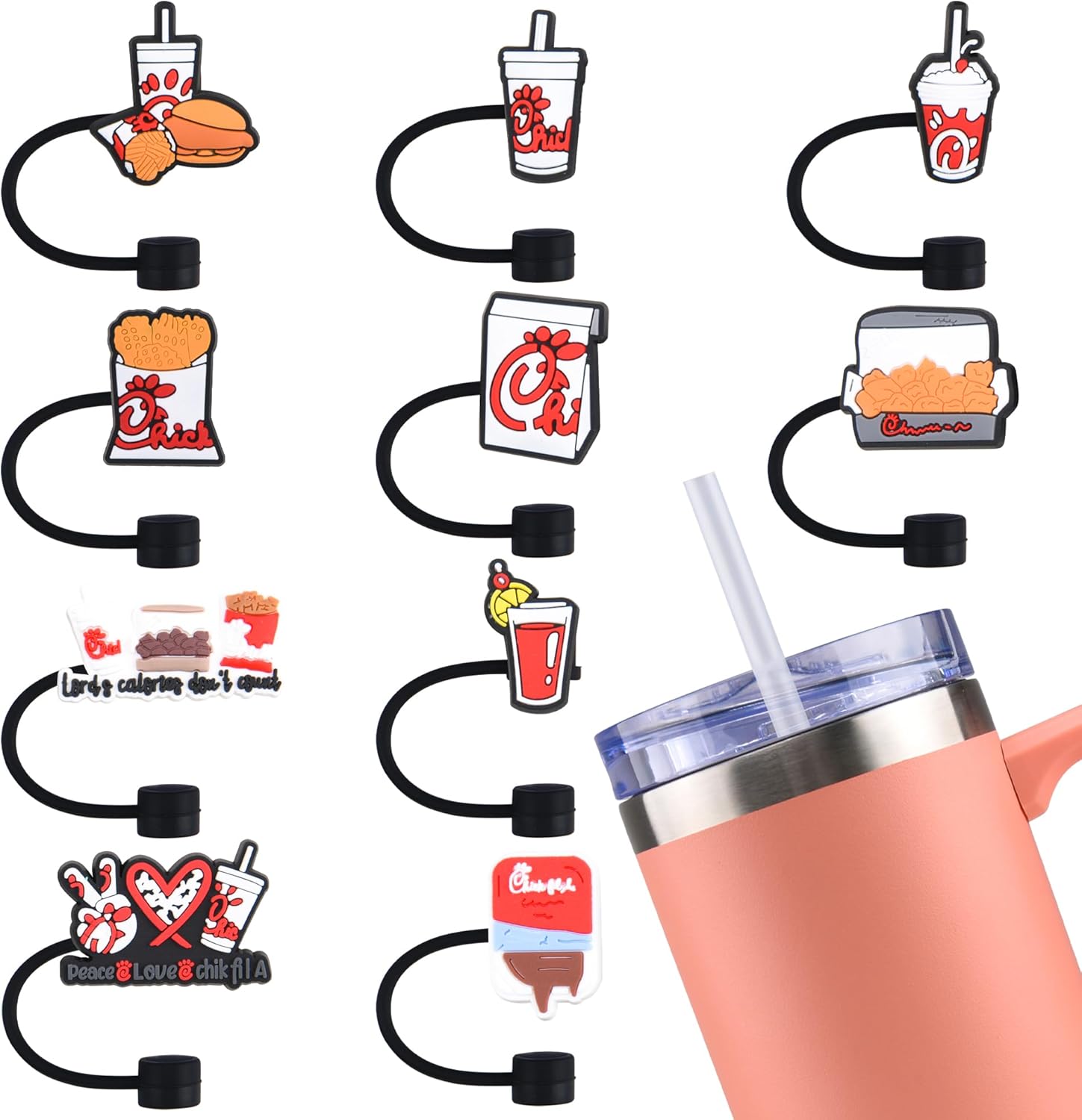 10 piezas de paja para beber comida de verano, cubierta de pajitas de silicona para refrescos, tapa a prueba de polvo, casual, puntas de pajita,
