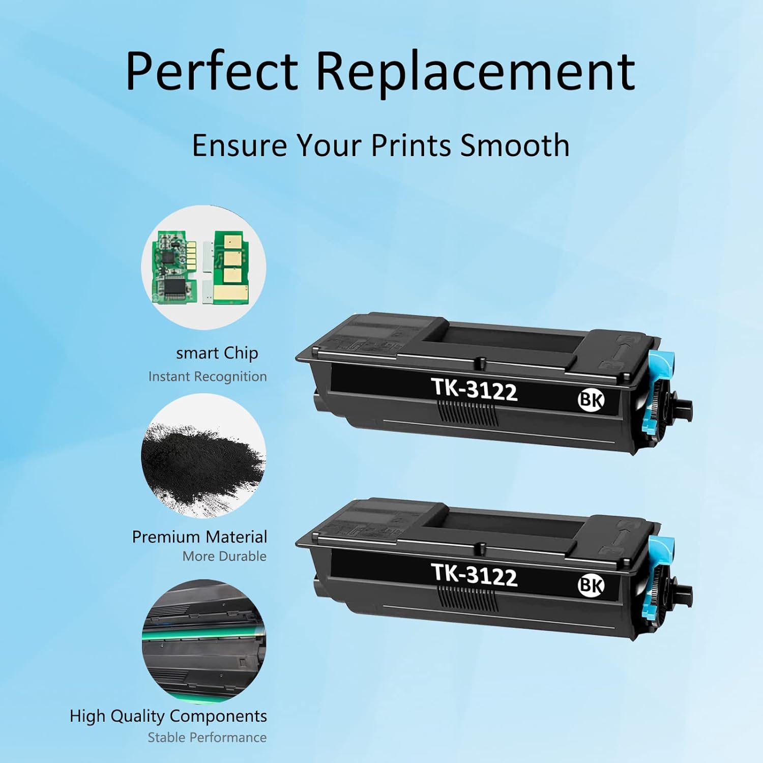 TK3122 TK-3122 – Cartucho de tóner compatible con Kyocera TK-3122 1T02L10US0 para ECOSYS FS-4200DN M3550idn (21500 páginas, negro, paquete de 2)