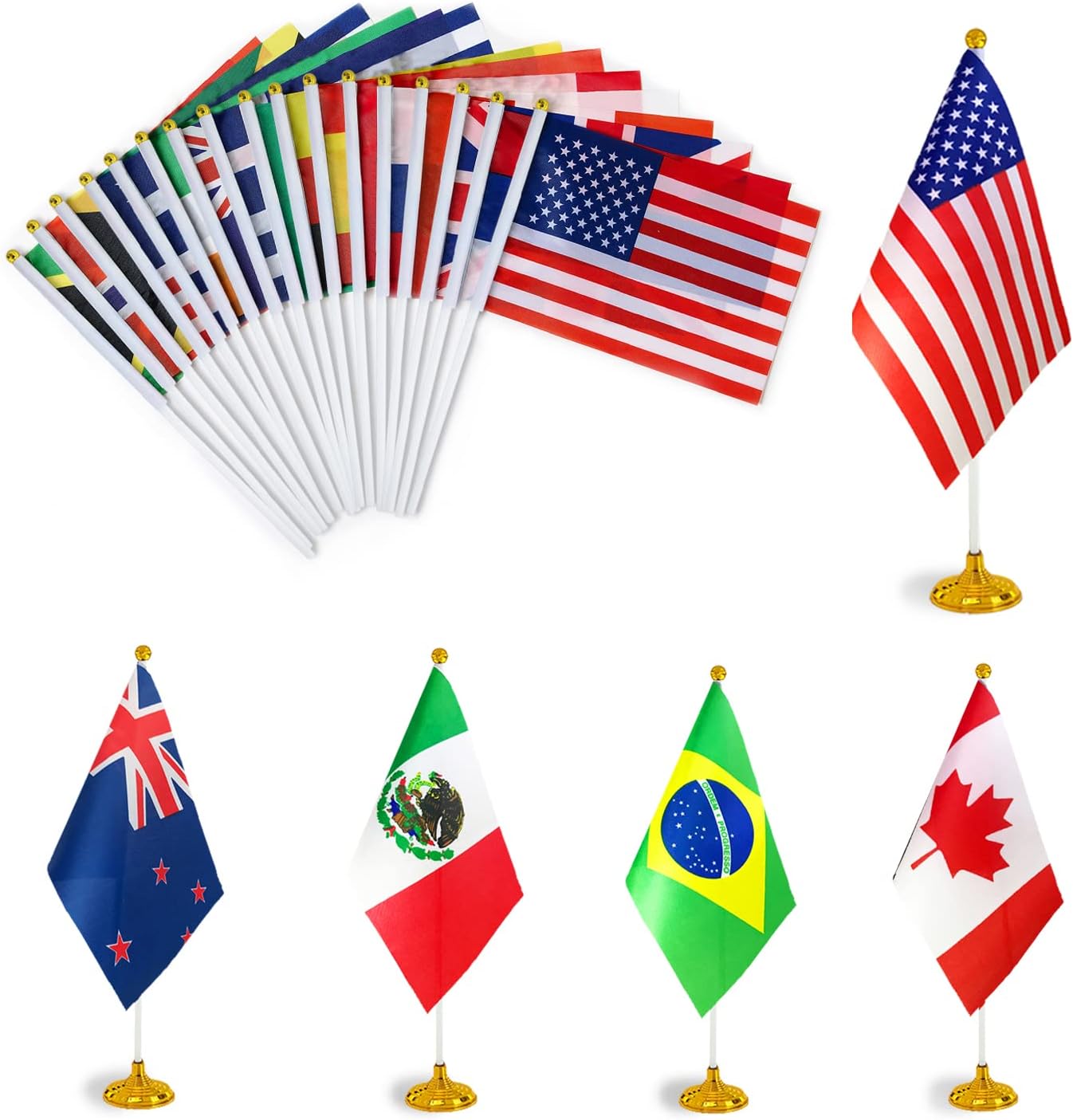 Paquete de 50 banderas de mesa nacional del mundo, pequeñas banderas de escritorio internacionales con base de soporte, para Copa Olímpica, eventos