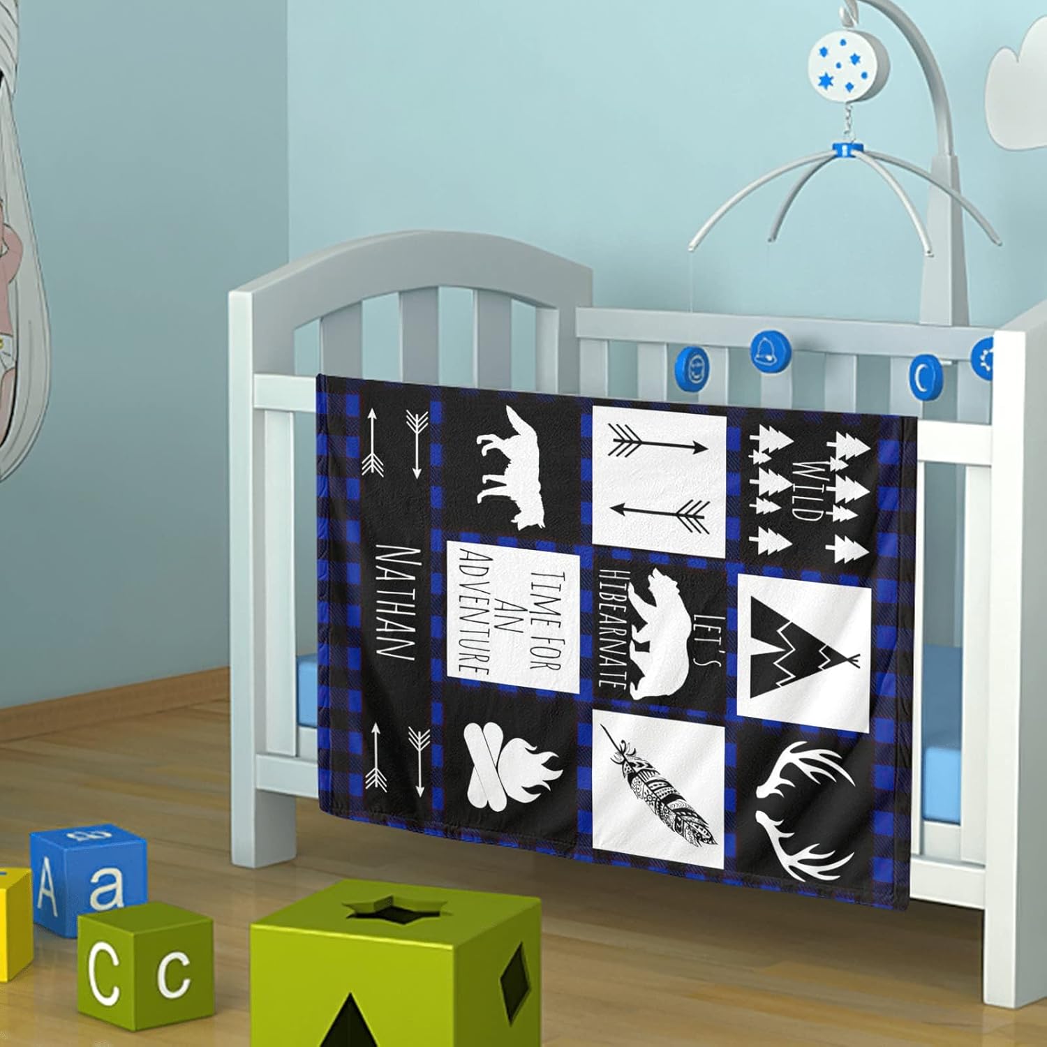 Manta de bebé personalizada con nombre de la selva, manta de bebé personalizada para niños, manta personalizada de regalo para bebé niño, regalo