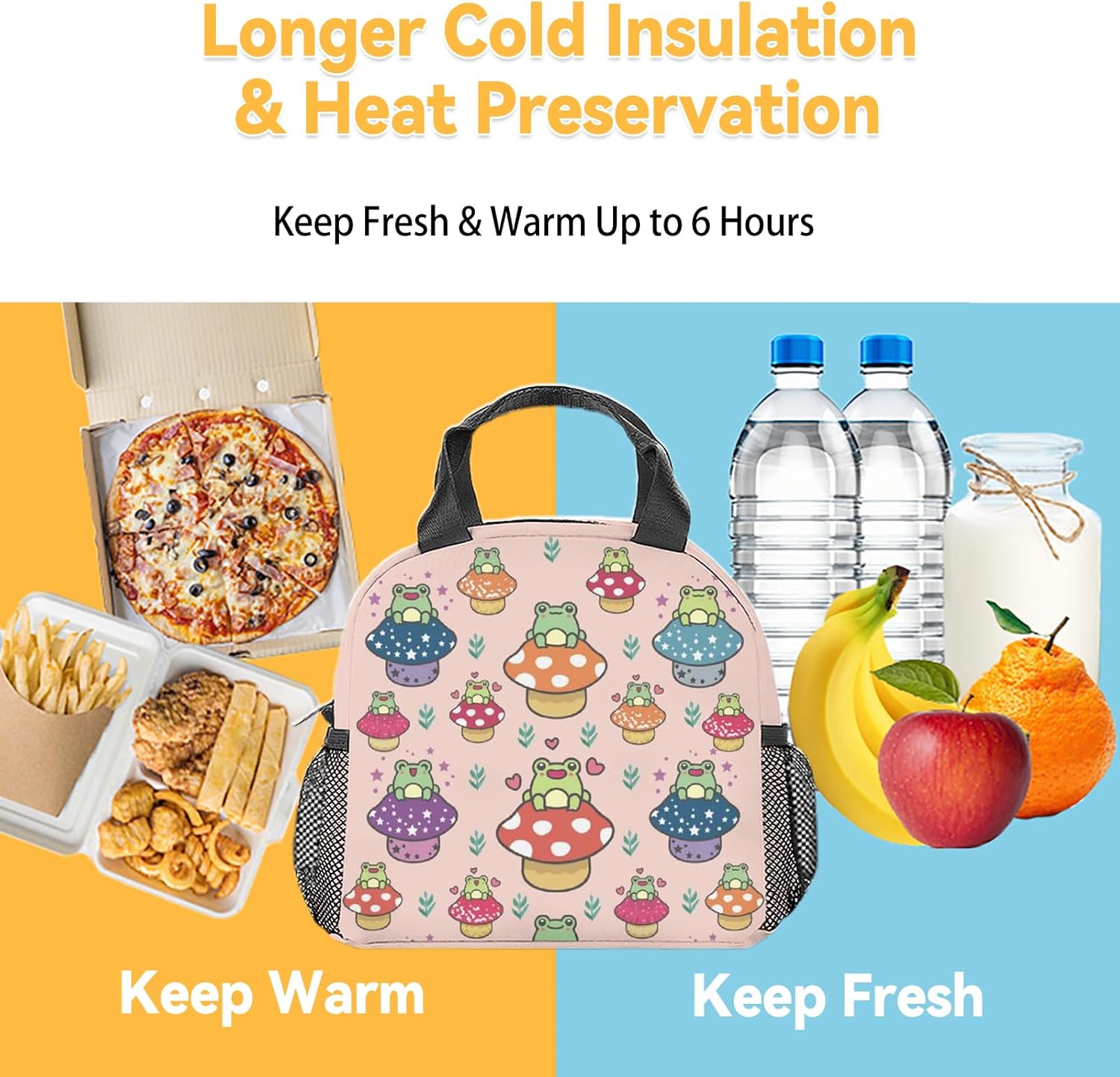 Lonchera de rana para niños, pequeñas bolsas de almuerzo aisladas, bonita lonchera reutilizable para adolescentes, niñas, niños, bolsas de almuerzo