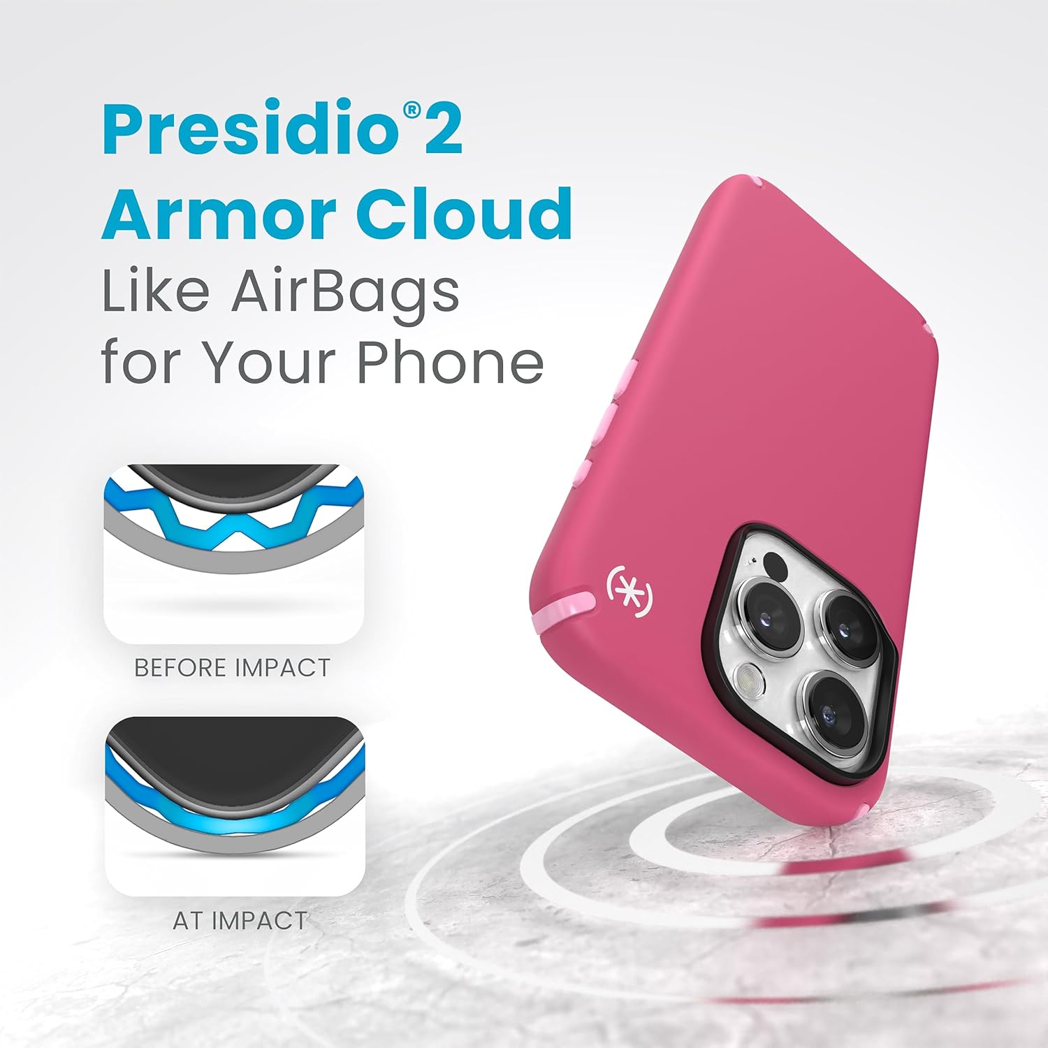 Speck Presidio2 Pro Funda para iPhone 15 Pro, diseñada para MagSafe, protección contra caídas, resistente a los arañazos, suave al tacto, funda para