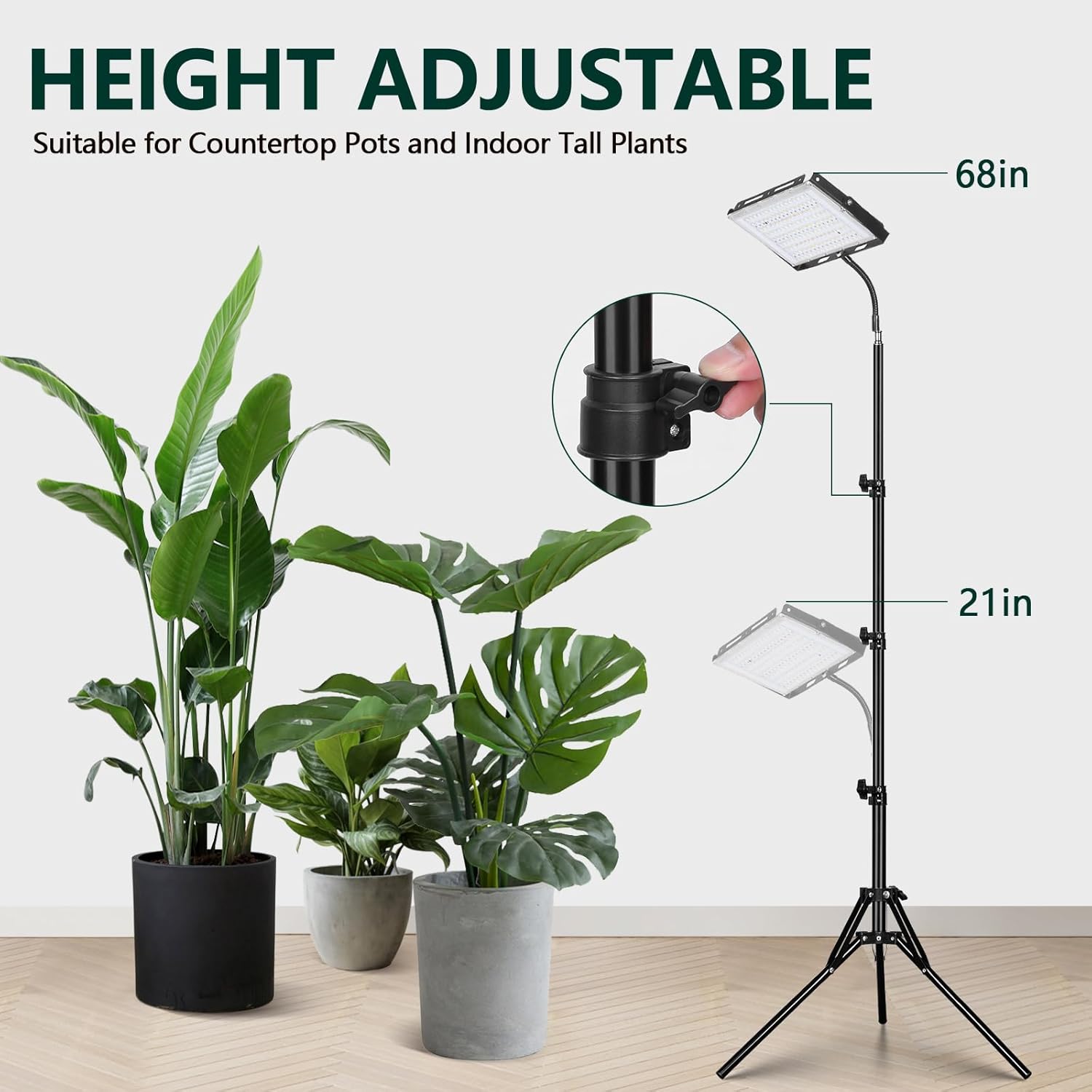 LBW Luces de cultivo de pie para plantas de interior, espectro completo de 144 luces LED, lámpara de cultivo de planta mejorada con soporte de
