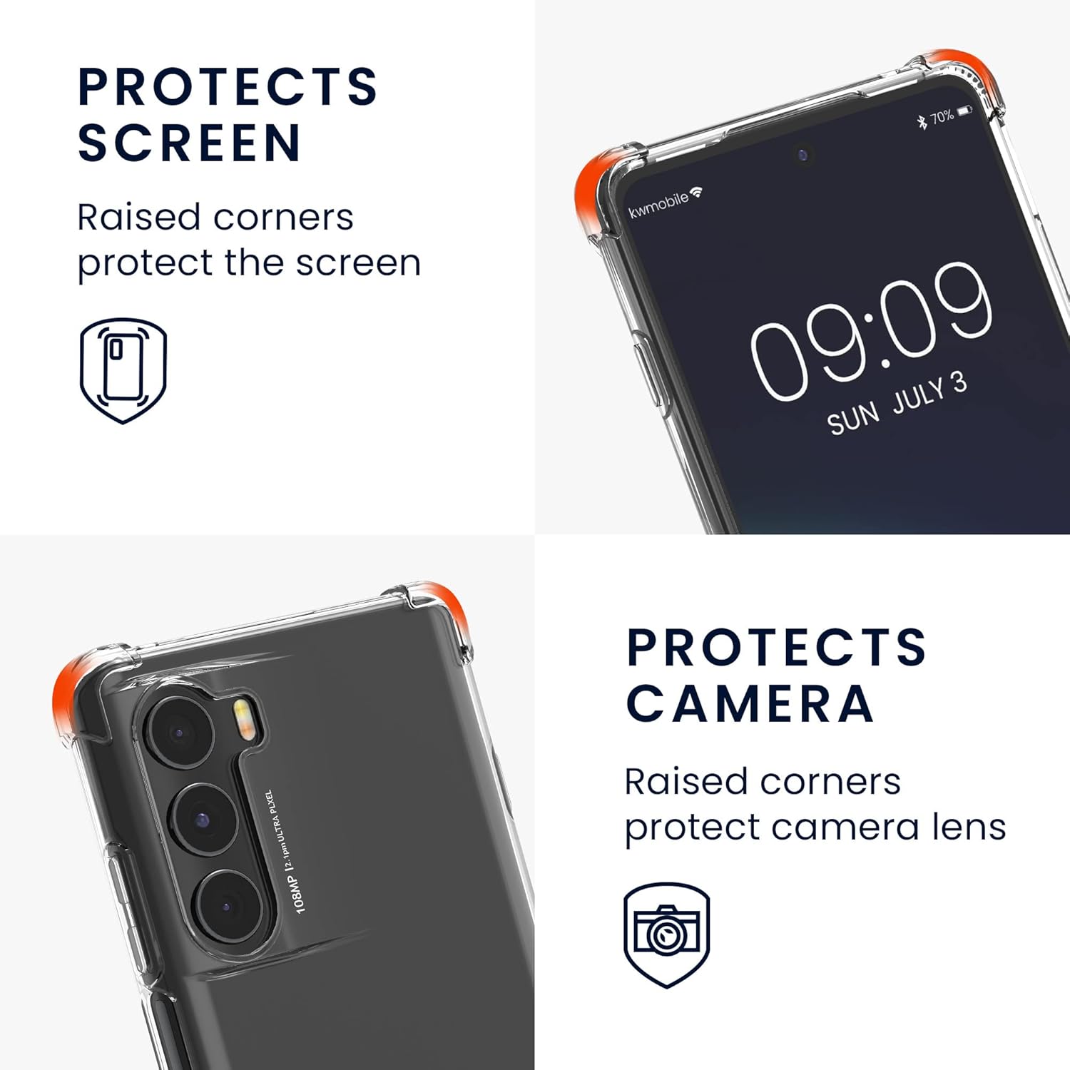 kwmobile Funda cruzada compatible con Motorola Moto G200 5G – Funda transparente de TPU con correa de cordón – transparentenegro
