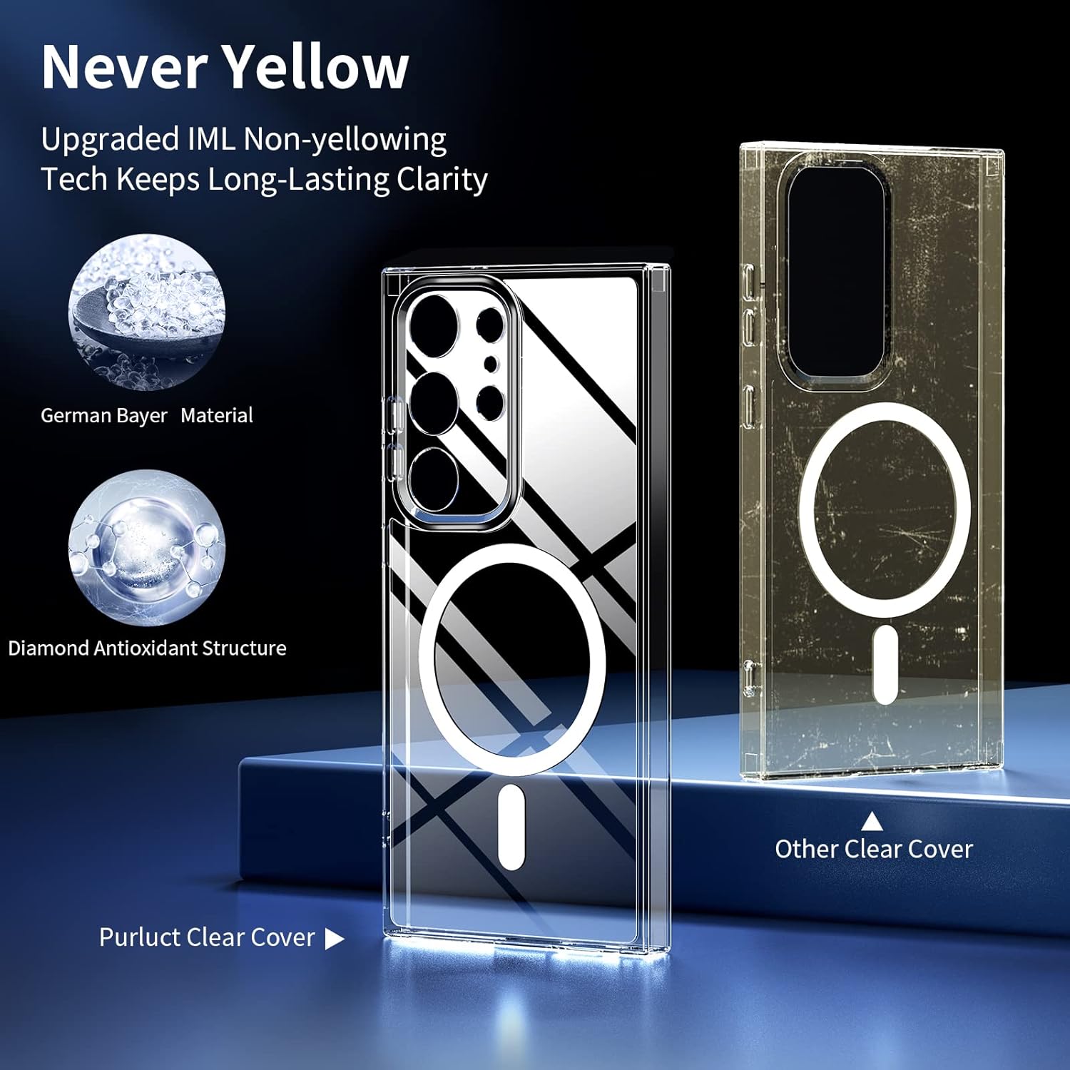 Purluct Funda magnética diseñada para Samsung Galaxy S23 Ultra Clear compatible con MagSafe, protección contra caídas de grado militar nunca