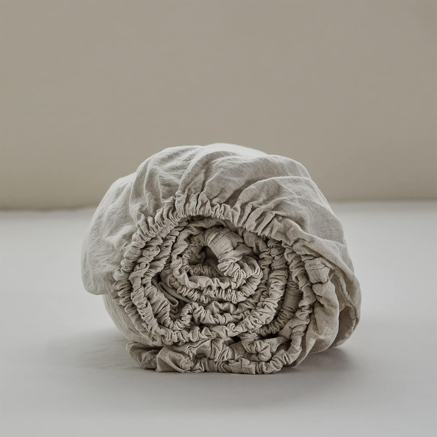 Simple&Opulence Sábana bajera ajustable 100% lino (1 pieza), funda de colchón, lino belga natural, tamaño matrimonial, bolsillo profundo de 14