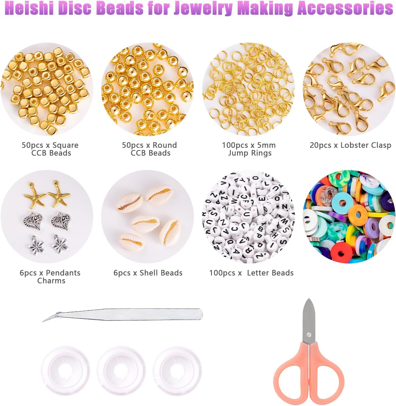 Ybxjges Kit de 22400 cuentas de arcilla para hacer pulseras, kit de cuentas de arcilla polimérica de 168 colores, cuentas heishi planas para niñas