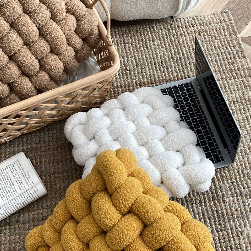 Almohada cuadrada de felpa con nudo, cojín de peluche para decoración del hogar, oficina, sofá, jardín, automóvil, almohadas para habitación de