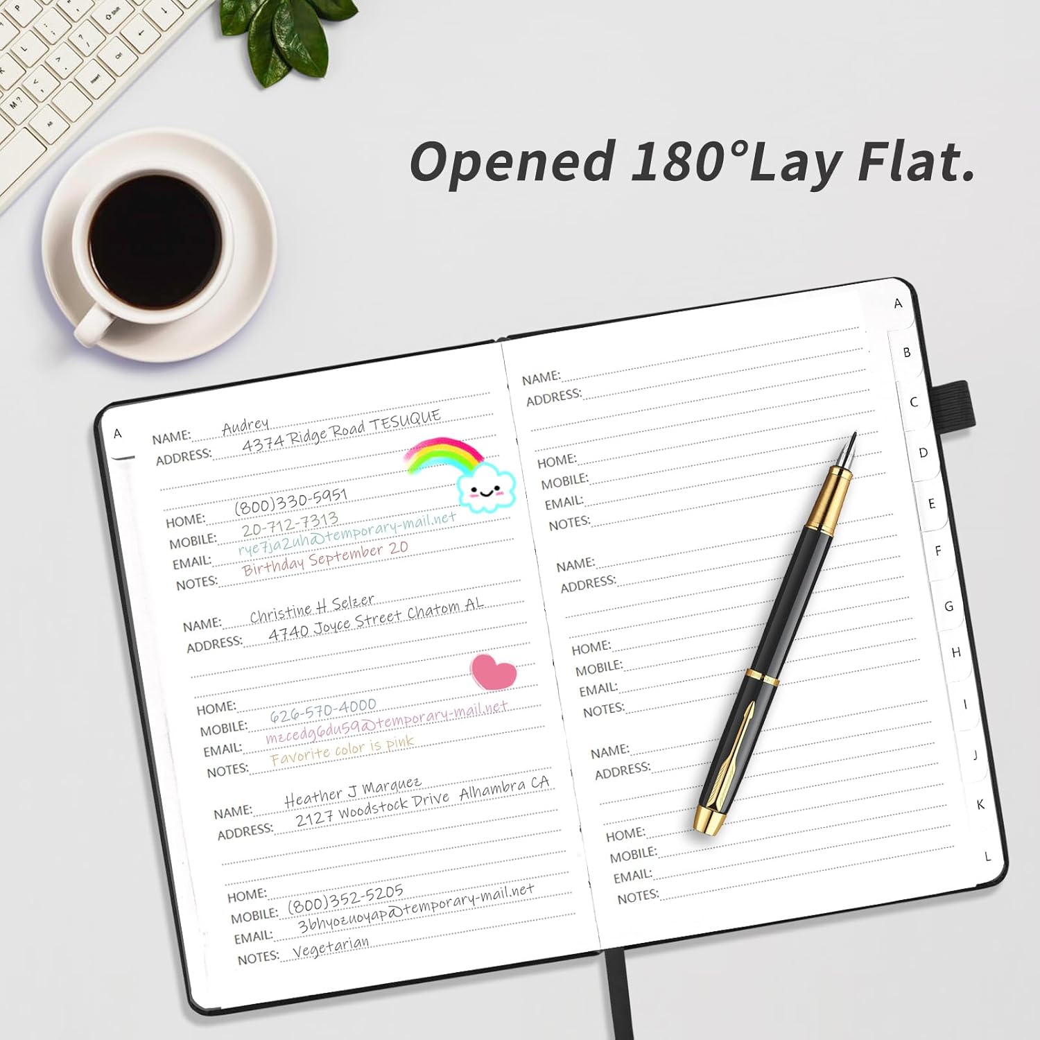 Libreta de direcciones con pestañas alfabéticas, libro de contraseñas de tapa dura, organizador de direcciones pequeño para mantener un registro de