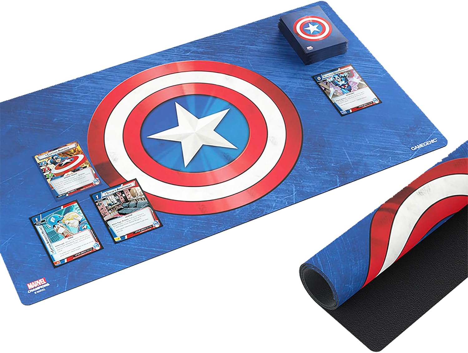 Tapete de juego Marvel Champions Captain America  Tapete de goma antideslizante de 24 x 14 pulgadas  Diseñado para su uso con Marvel Champions The