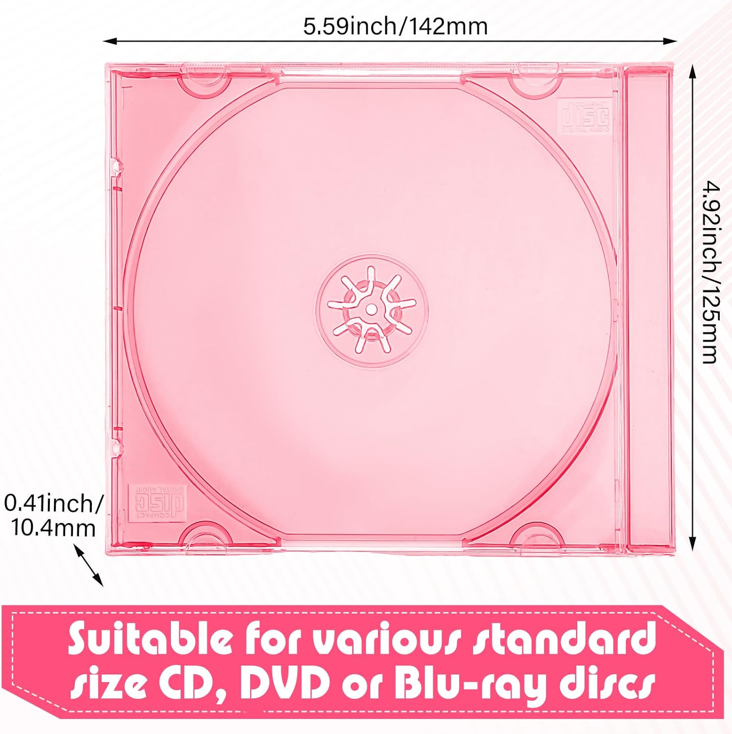 LEIFIDE 50 piezas de plástico CD Joya caso transparente de un solo disco DVD cubierta estándar CD DVD cubierta para protección reemplazo (0.409 in,