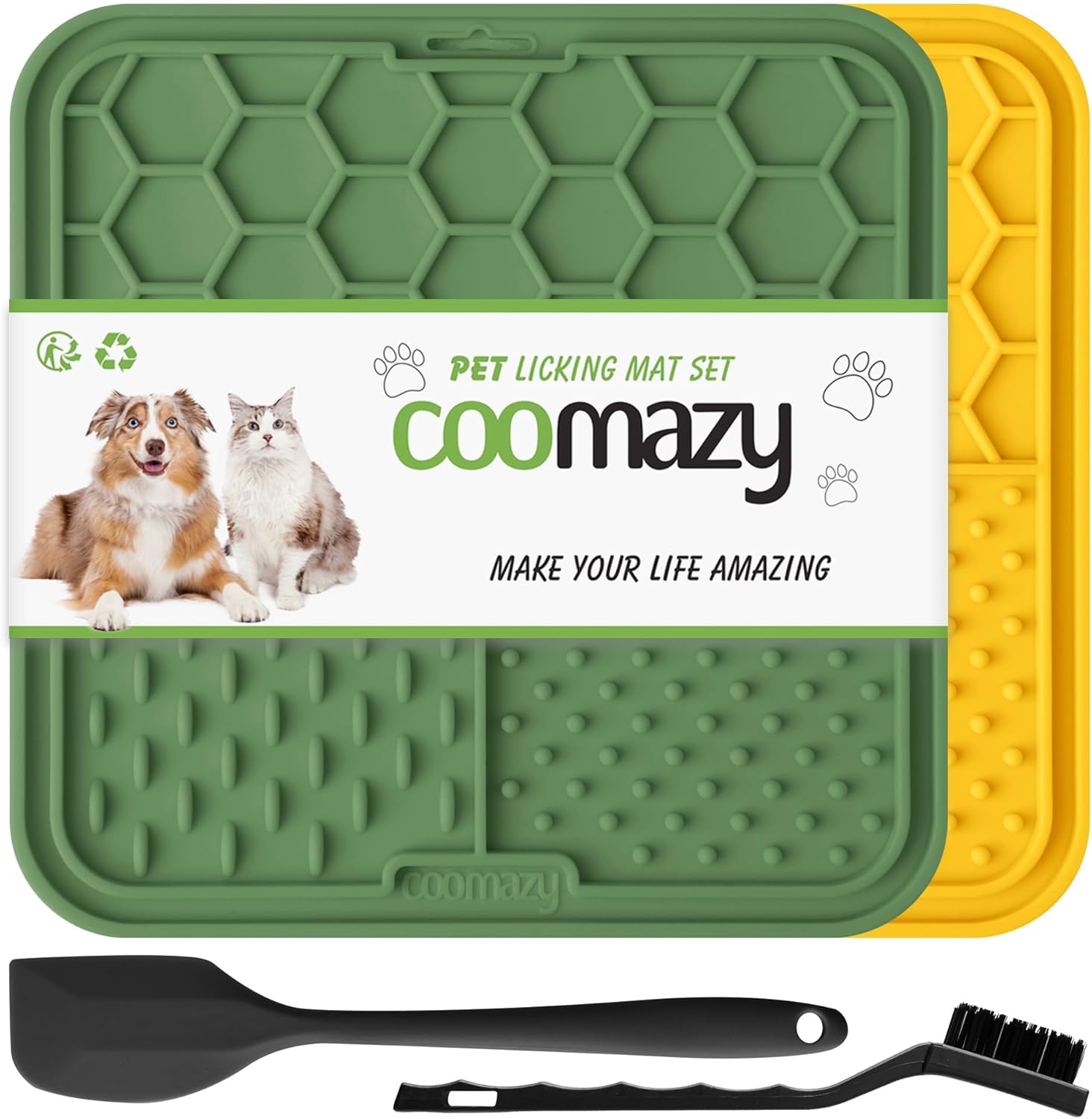 Coomazy Alfombrilla para lamer perros y gatos, alimentador lento y diseño antideslizante, reductor de aburrimiento y ansiedad, adecuado para perros