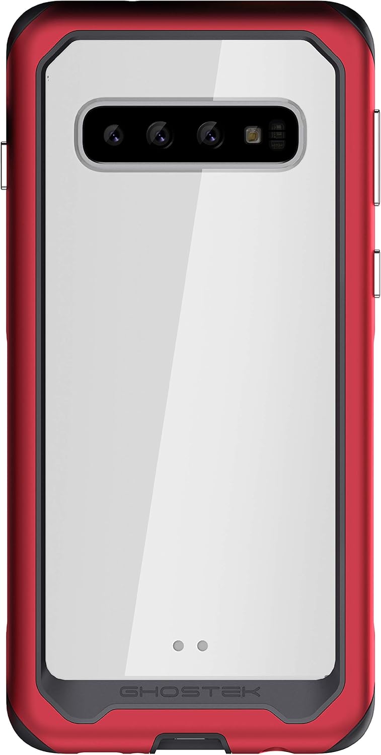 Ghostek Atomic – Funda delgada para Galaxy S10 transparente con parachoques de metal espacial, protección súper resistente, diseño de grado militar