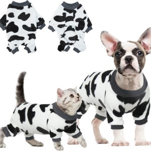 DENTRUN Ropa cálida de invierno para perros pequeños, disfraz divertido de suéter de vaca con leche, disfraz de perro y gato, pijama de franela suave DENTRUN Ropa cálida de invierno para perros pequeños, disfraz divertido de suéter de vaca con leche, disfraz de perro y gato, pijama de franela suave