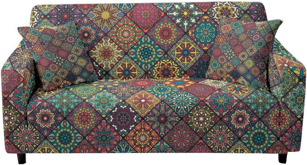 SXOPU Funda elástica para sofá con patrón de mandala, funda elástica para sofá modular de 1234 plazas para sala de estar, juego de funda de sofá
