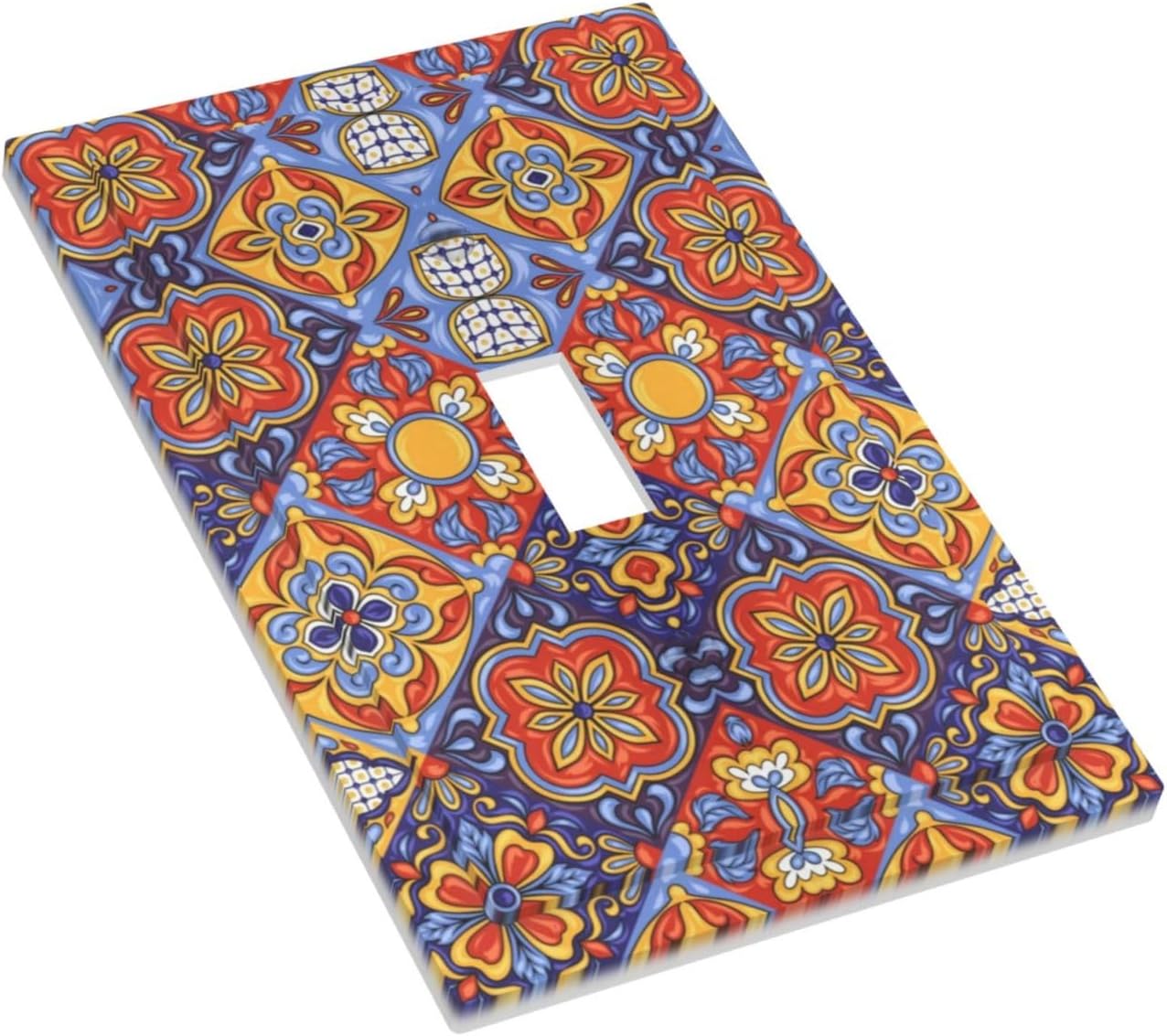 Cubierta decorativa para interruptor de luz con patrón de azulejos de cerámica Talavera mexicana de 1 cuadrilla, placa frontal para cocina, baño,